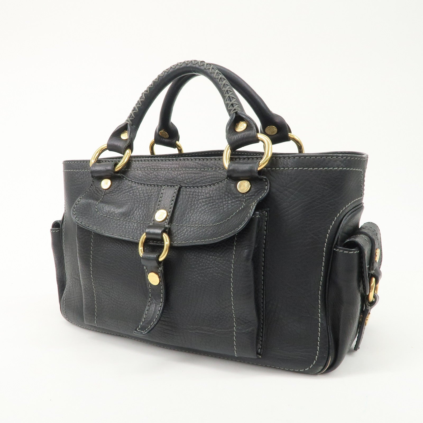 CELINE Leather Boogie Bag Hand Bag Black