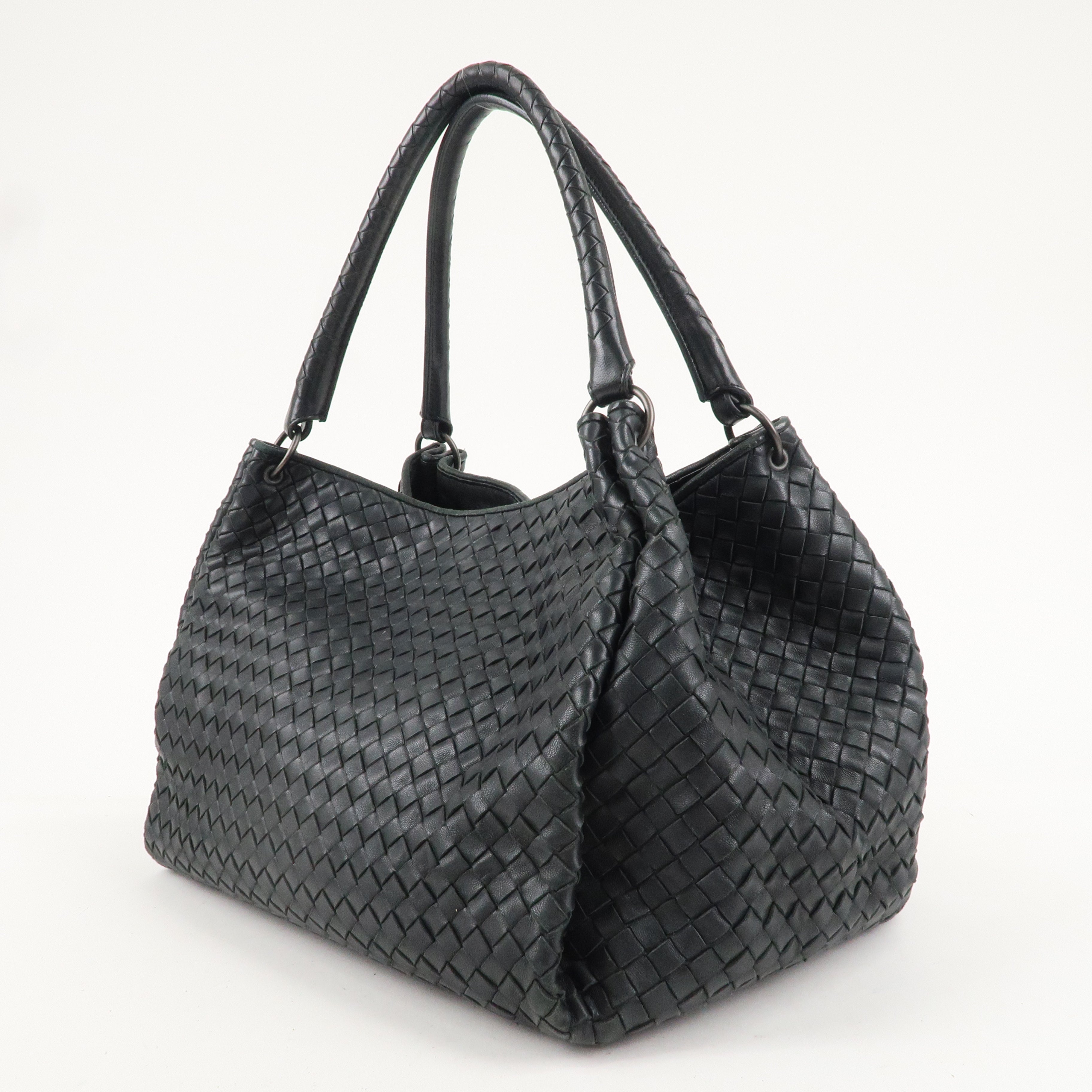 BOTTEGA VENETA Intrecciato Leather Tote Bag Black 222322