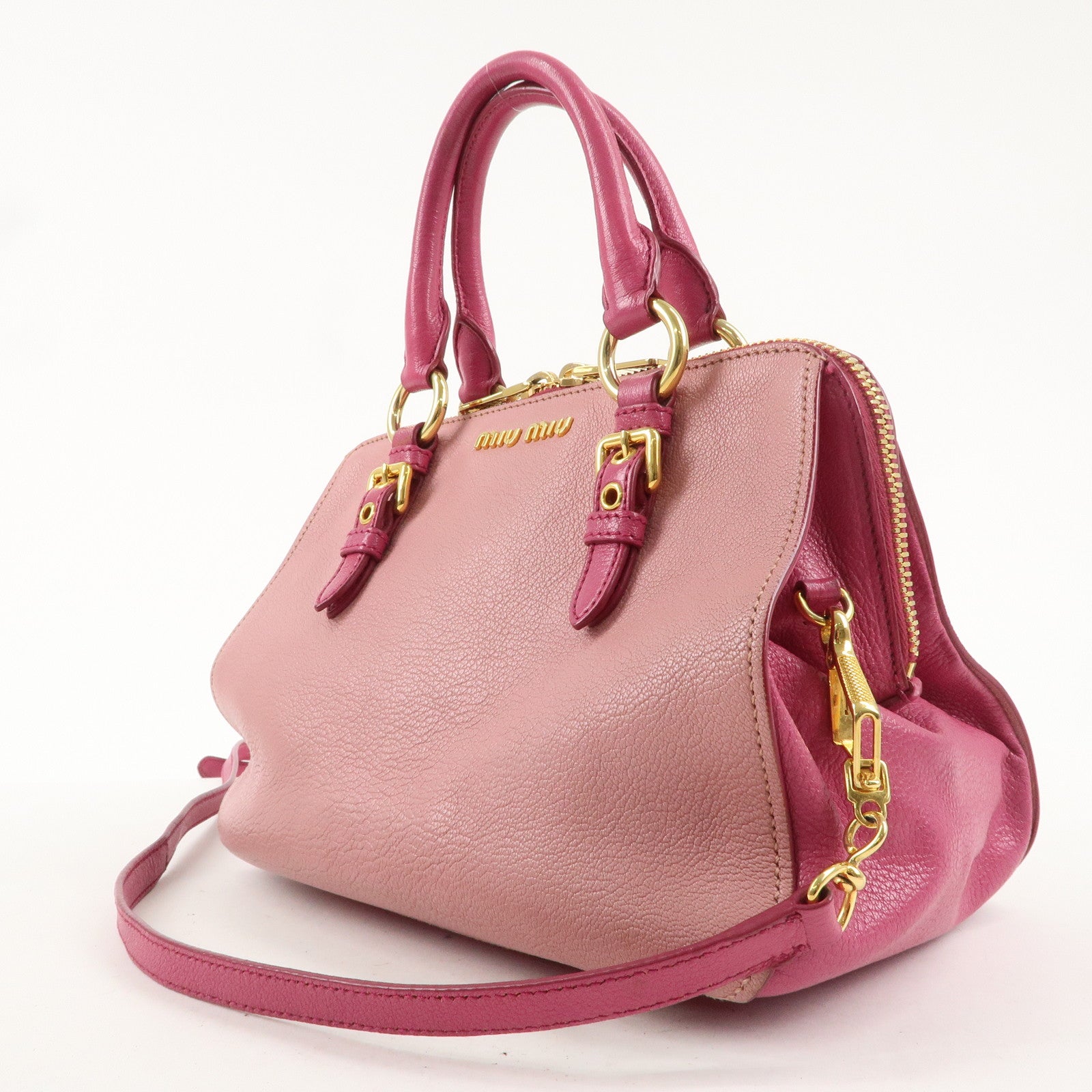 MIU MIU Leather 2WAY Bag Hand Bag Shoulder Bag Pink