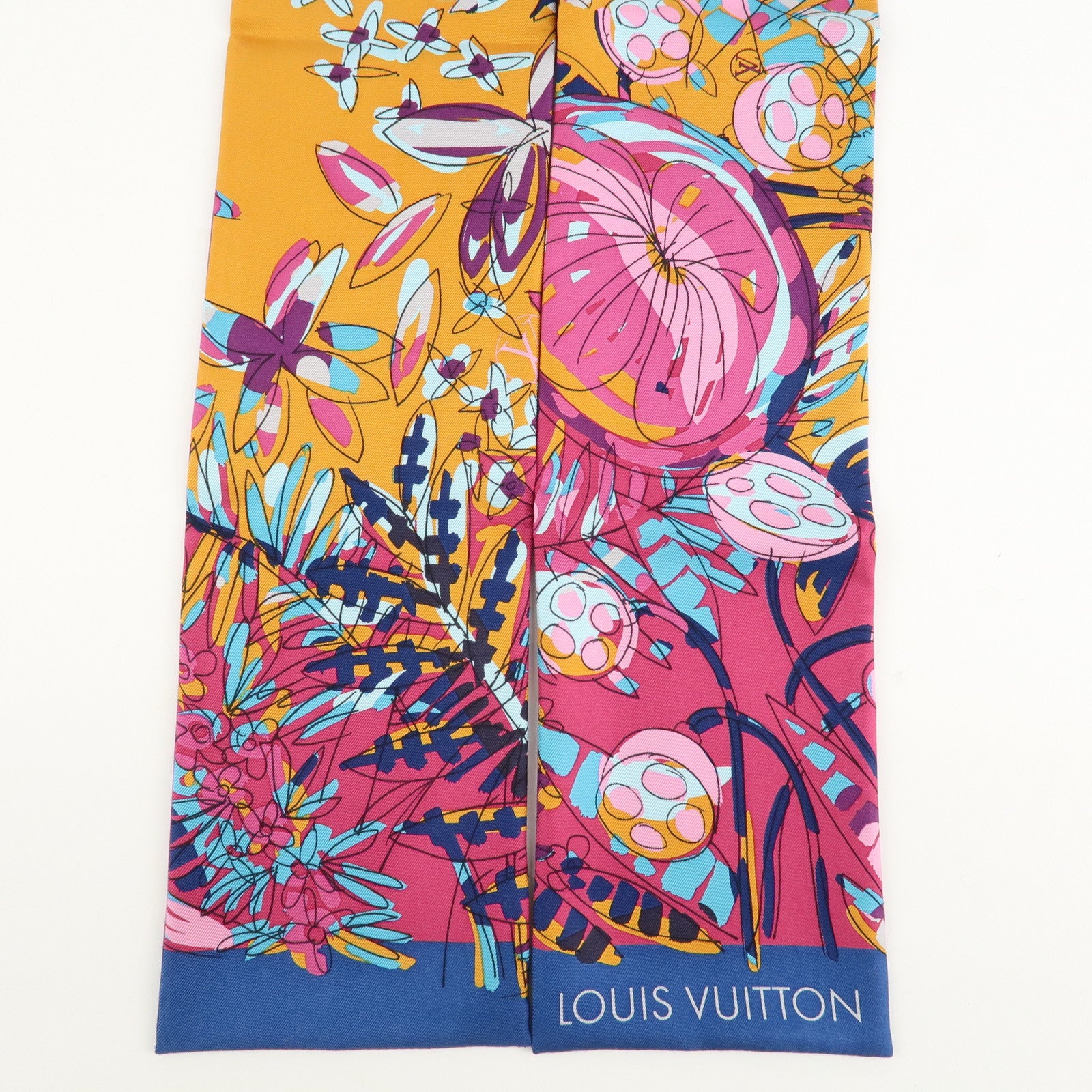 Louis Vuitton 100% Silk Bandeau Monogram Jungle Scarf Purple Used