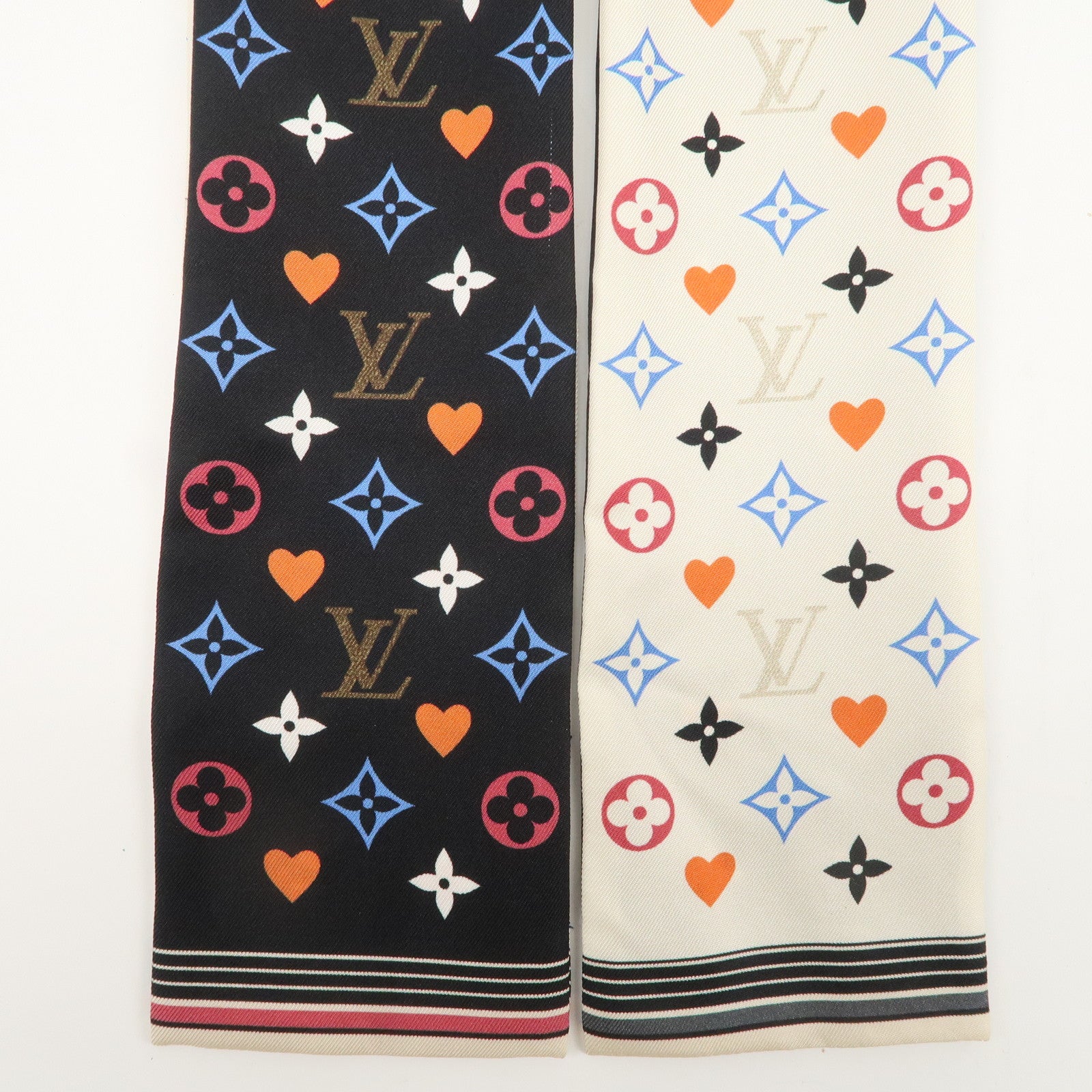 Louis Vuitton Game on Bandeau Silk 100% Scarf Black MP2904 Used