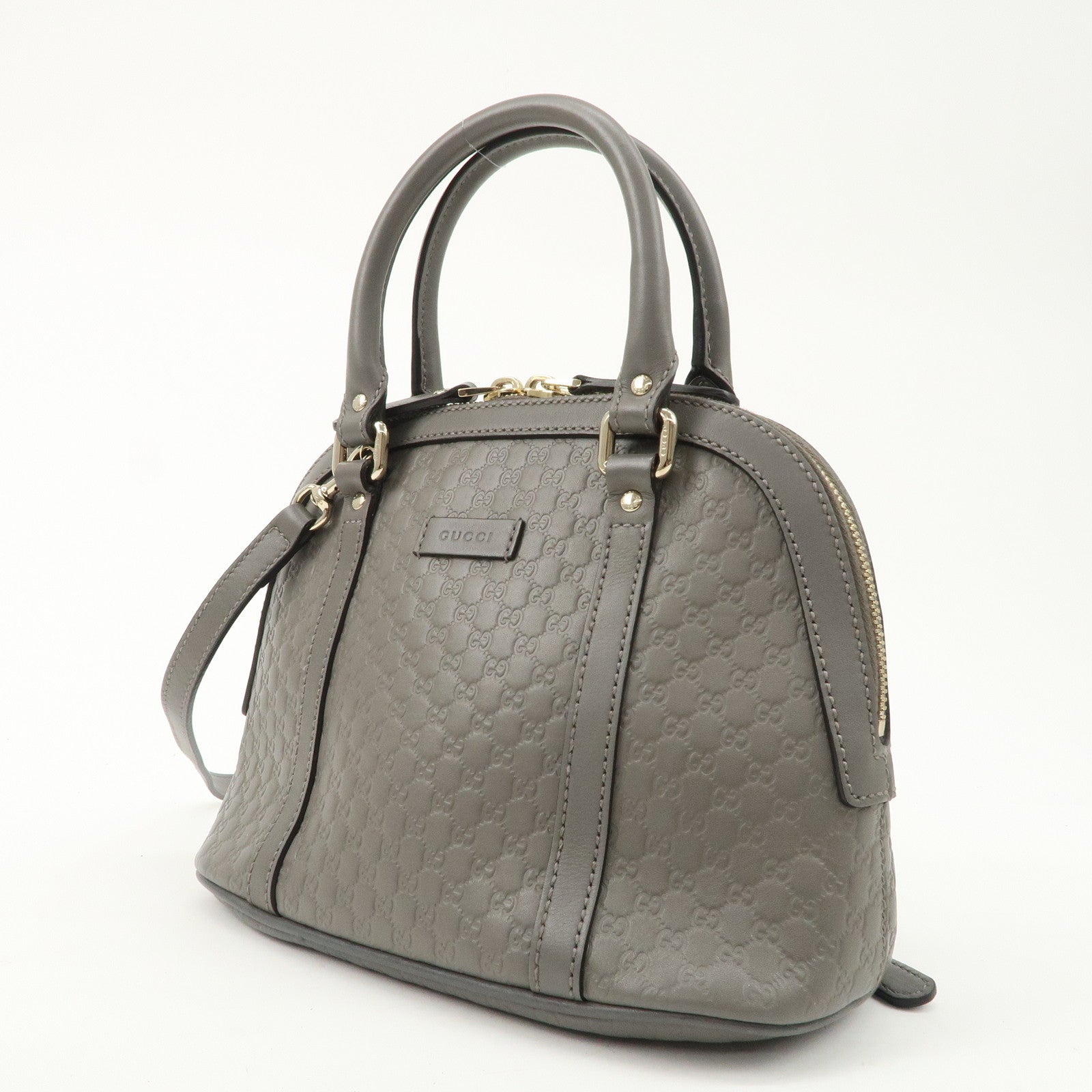 GUCCI Micro Guccissima Leather 2WAY Bag Hand Bag Gray 449654