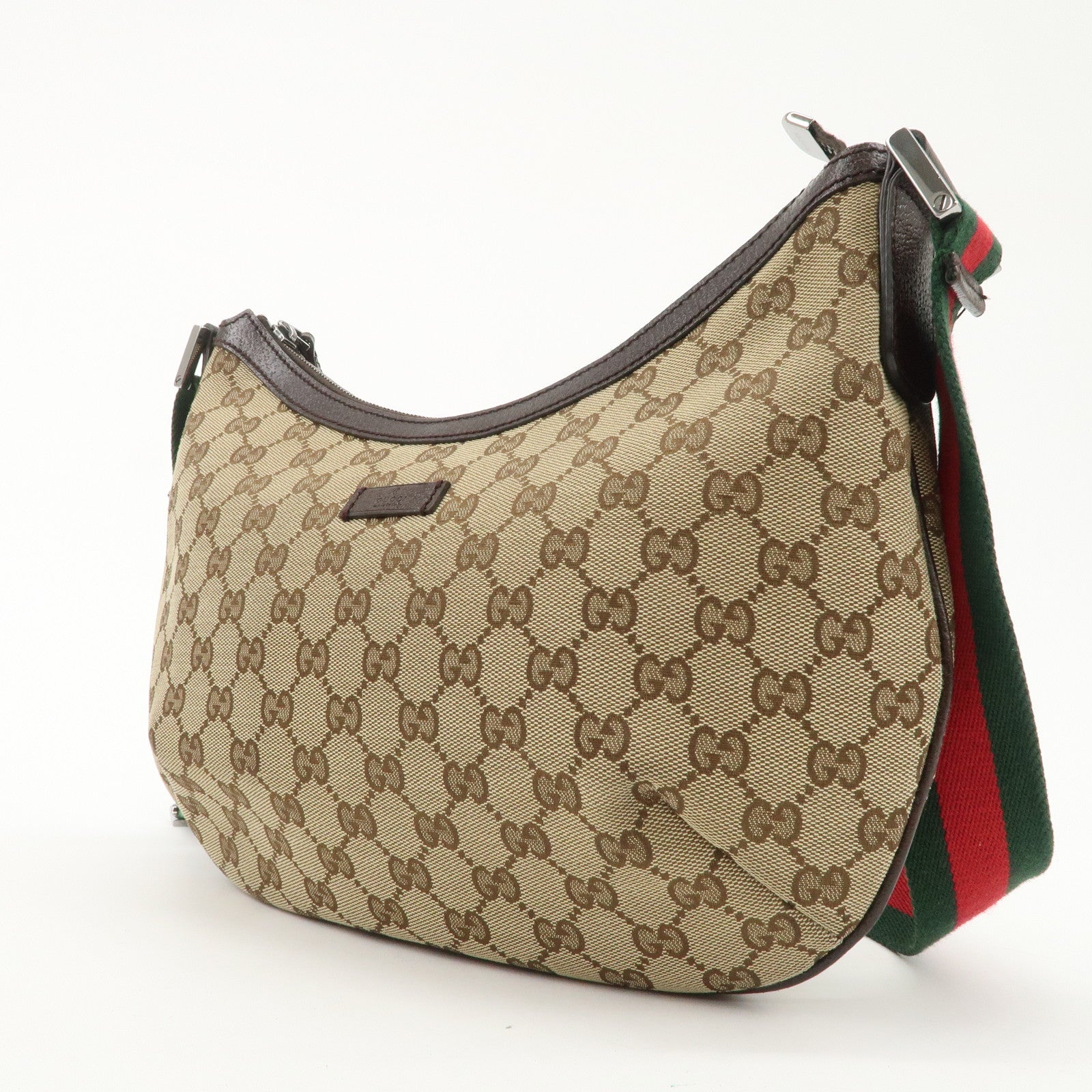 GUCCI GG Canvas Leather Shoulder Bag Beige Brown 181092 Used