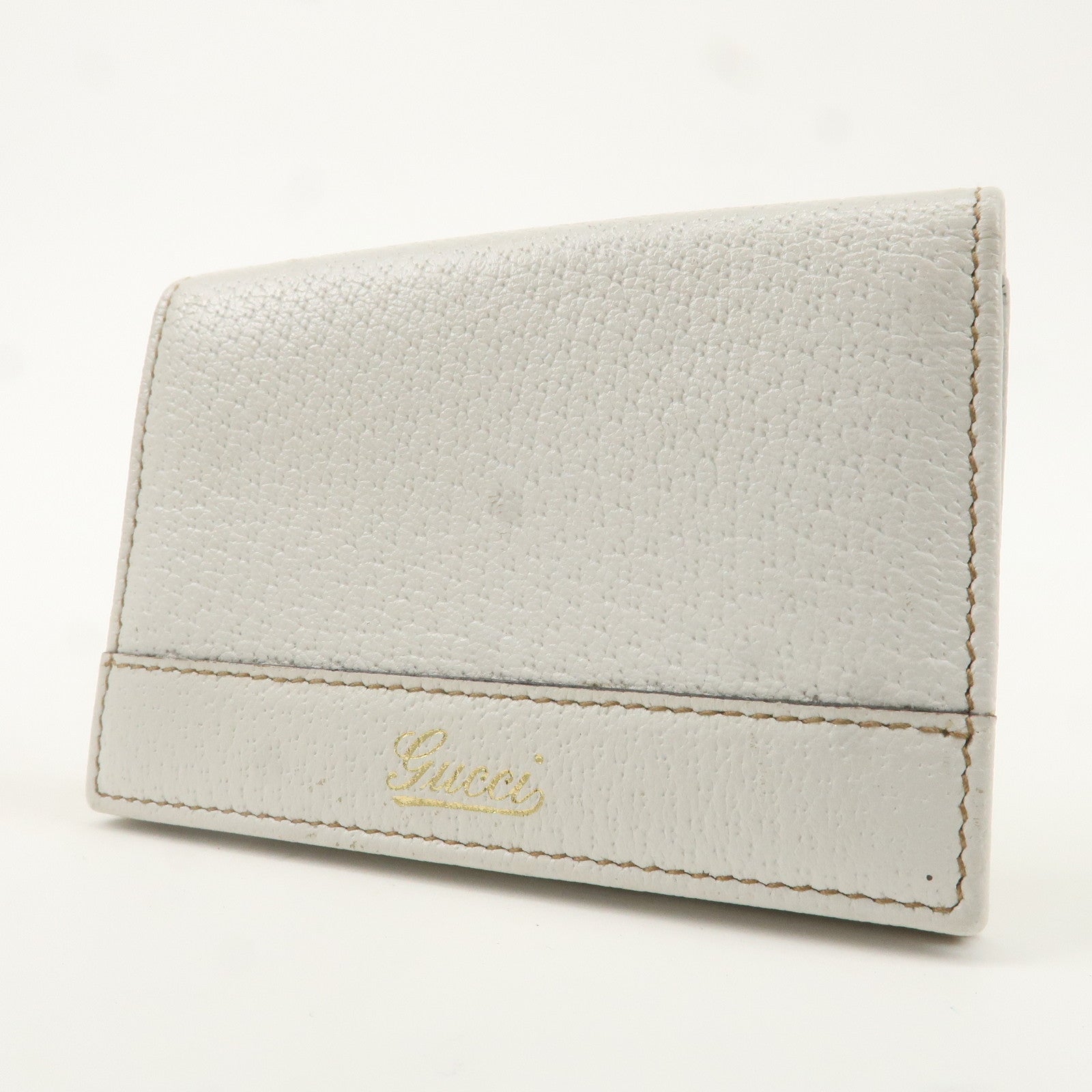 GUCCI Leather GG Canvas Card Case White 131858