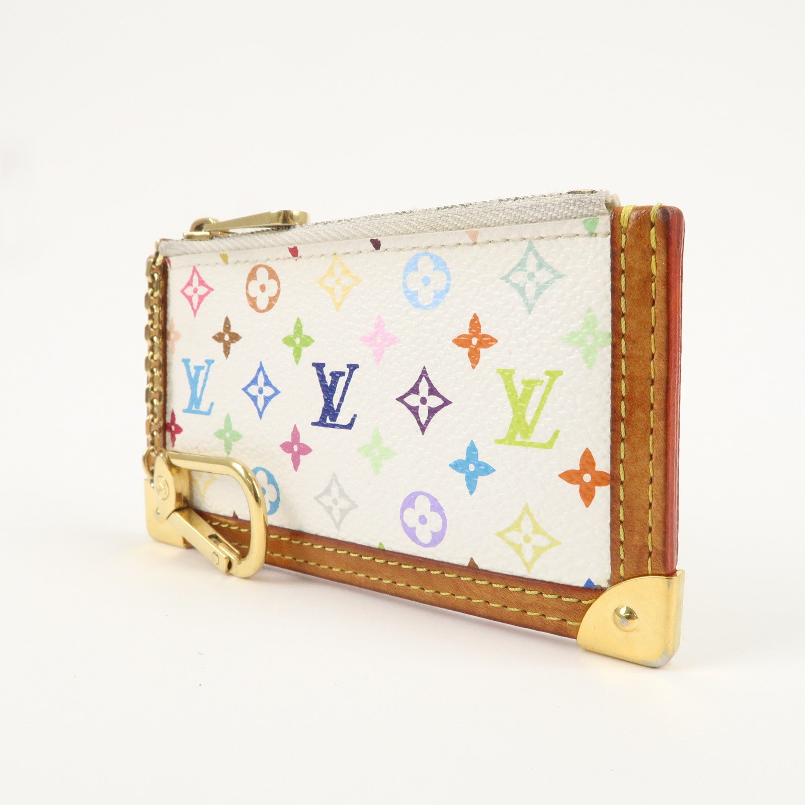 Louis Vuitton Monogram Multi Color Pochette Cles Blanc M92655