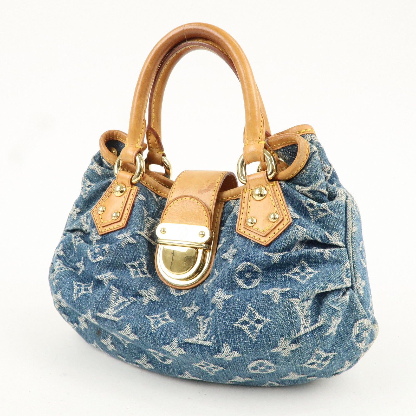 Louis Vuitton Monogram Denim Pleaty Hand Bag Blue M95020