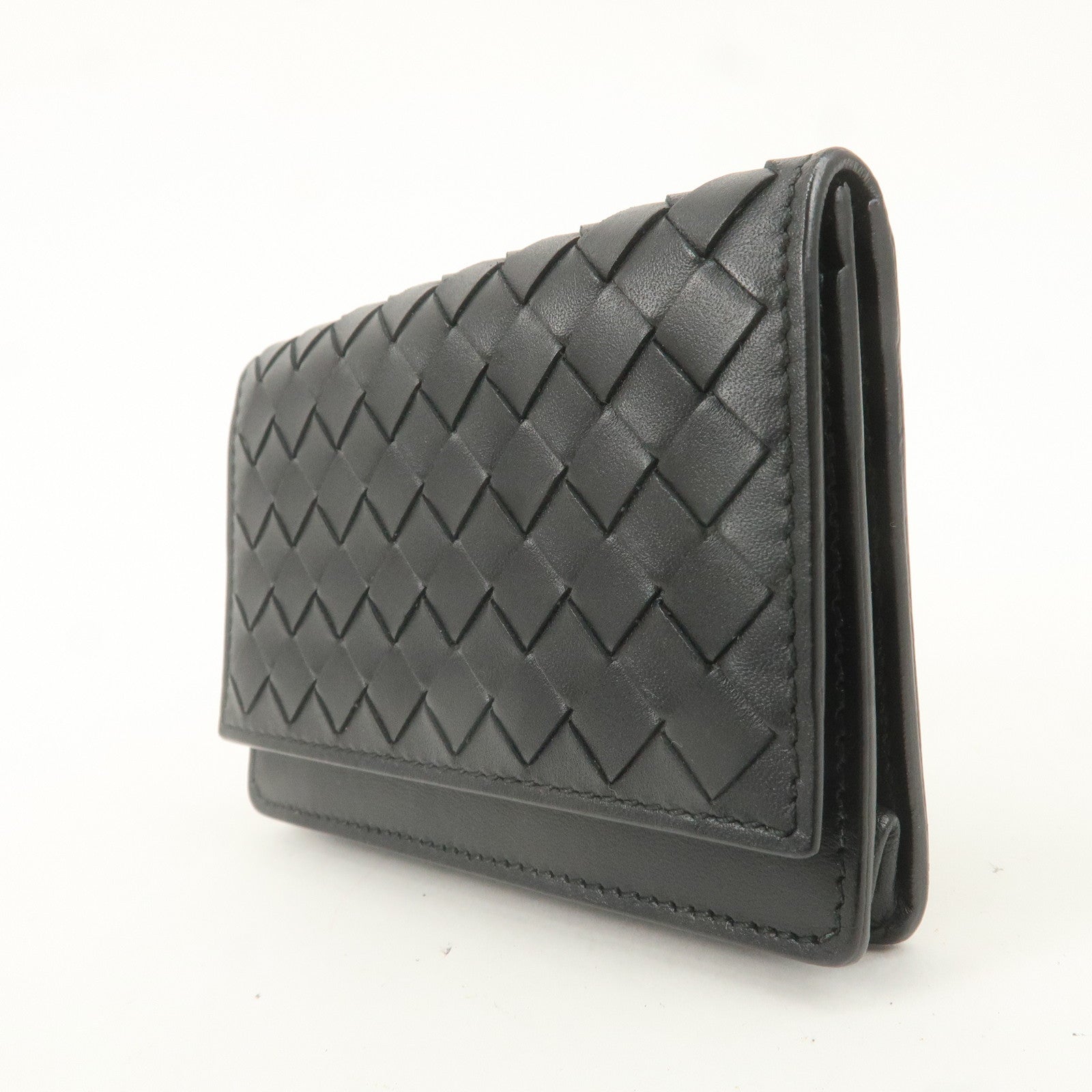 BOTTEGA VENETA Intrecciato Leather Card Case Black