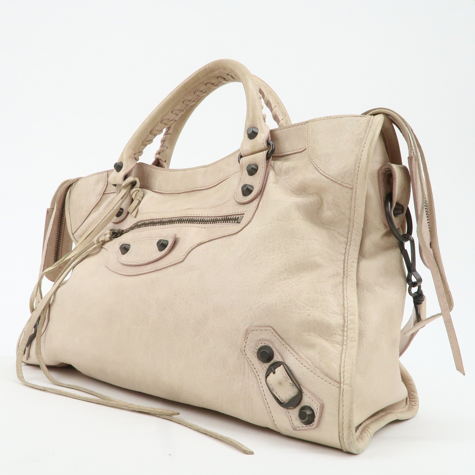 BALENCIAGA The City Leather 2Way Shoulder Bag Beige 115748