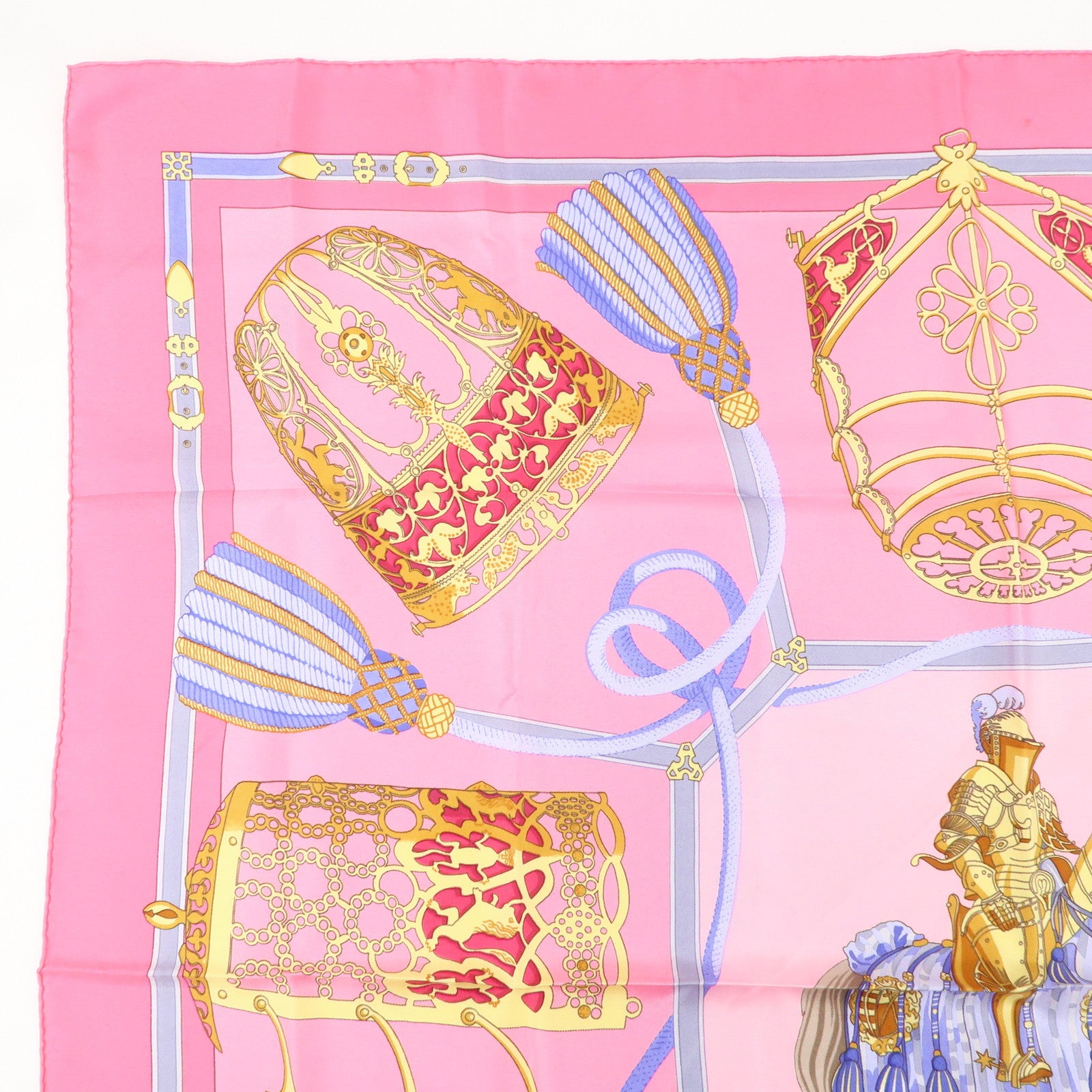 HERMES Silk 100% Scarf Carre90 LES MUSEROLLES Pink