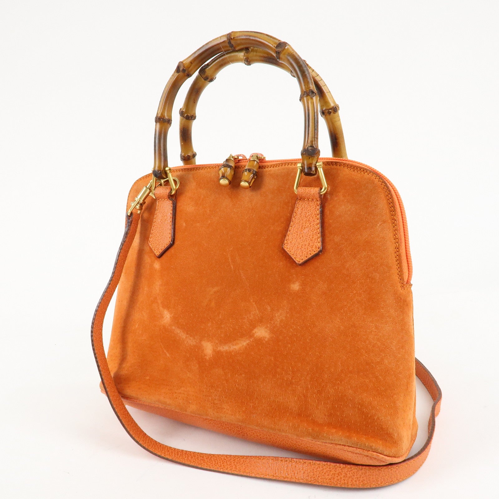 GUCCI Bamboo Suede Leather 2WAY Bag Orange 000.2296.0290