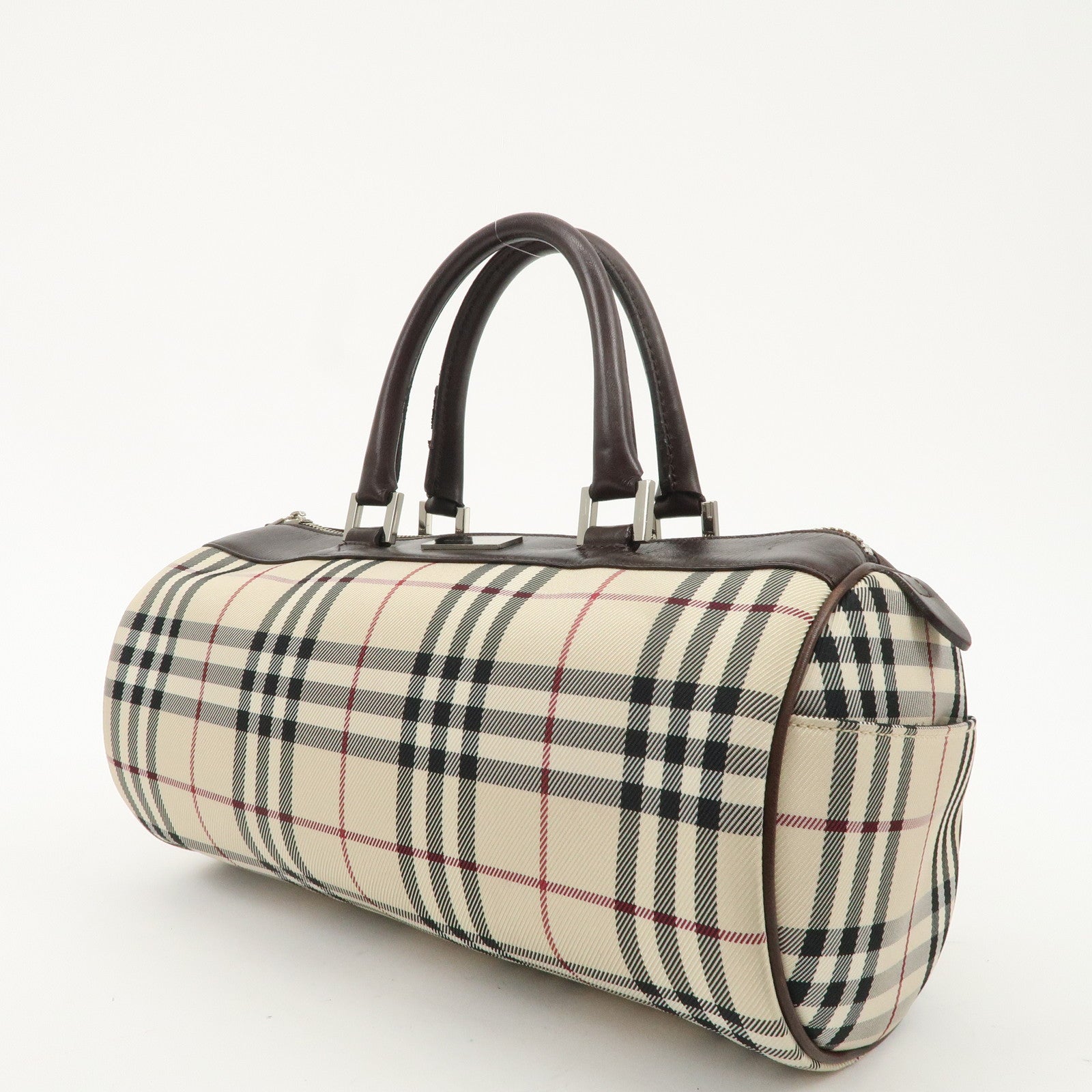 BURBERRY Nova Plaid Canvas Leather Hand Bag Shoulder Bag