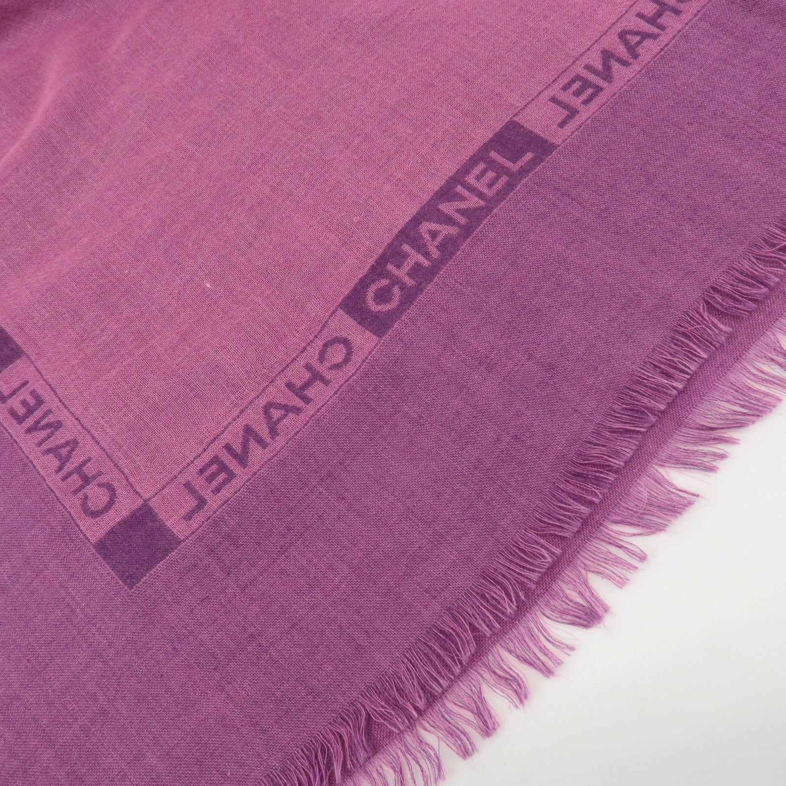 CHANEL Cashmere Silk Scarf 195×73 Purple Used