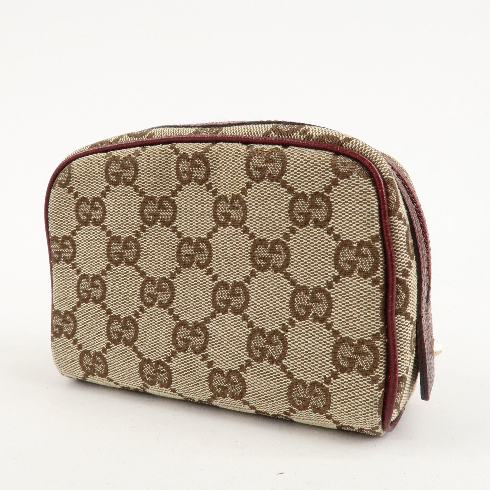 GUCCI GG Canvas Cosmetic Pouch Beige Bordeaux 120978