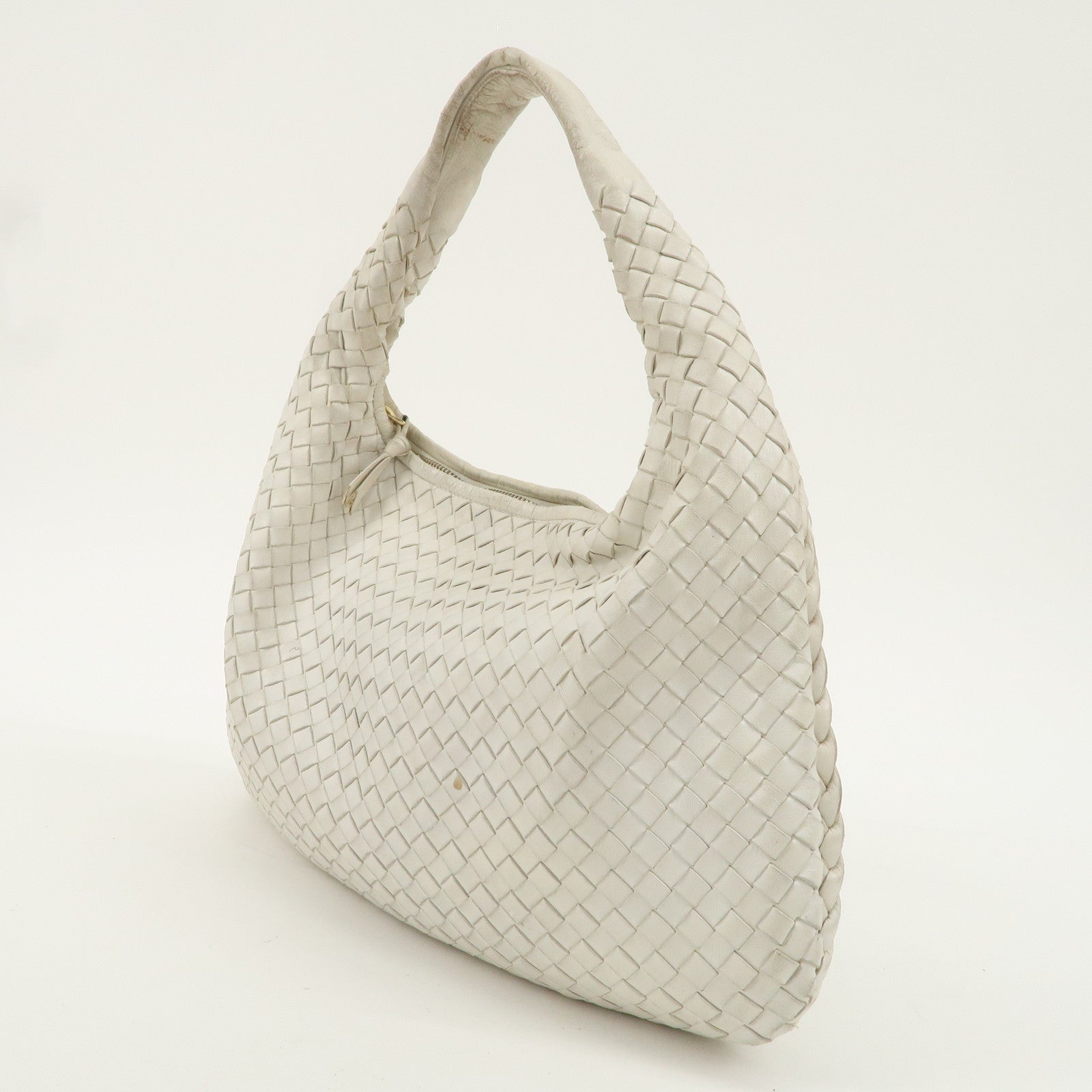 BOTTEGA VENETA Intrecciato Leather Shoulder Bag White 115653