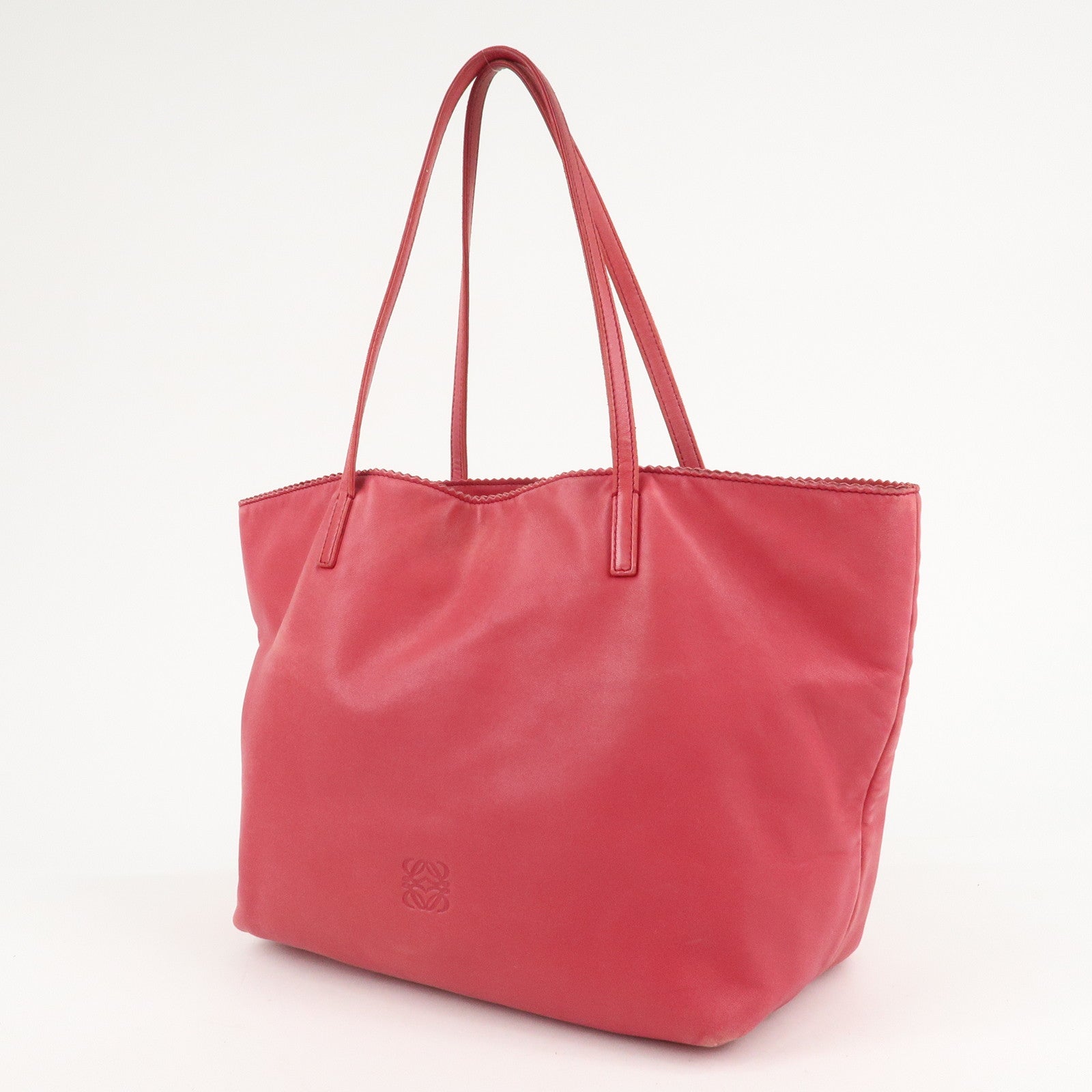 LOEWE Anagram Leather Tote Bag Shoulder Bag Hand Bag Pink