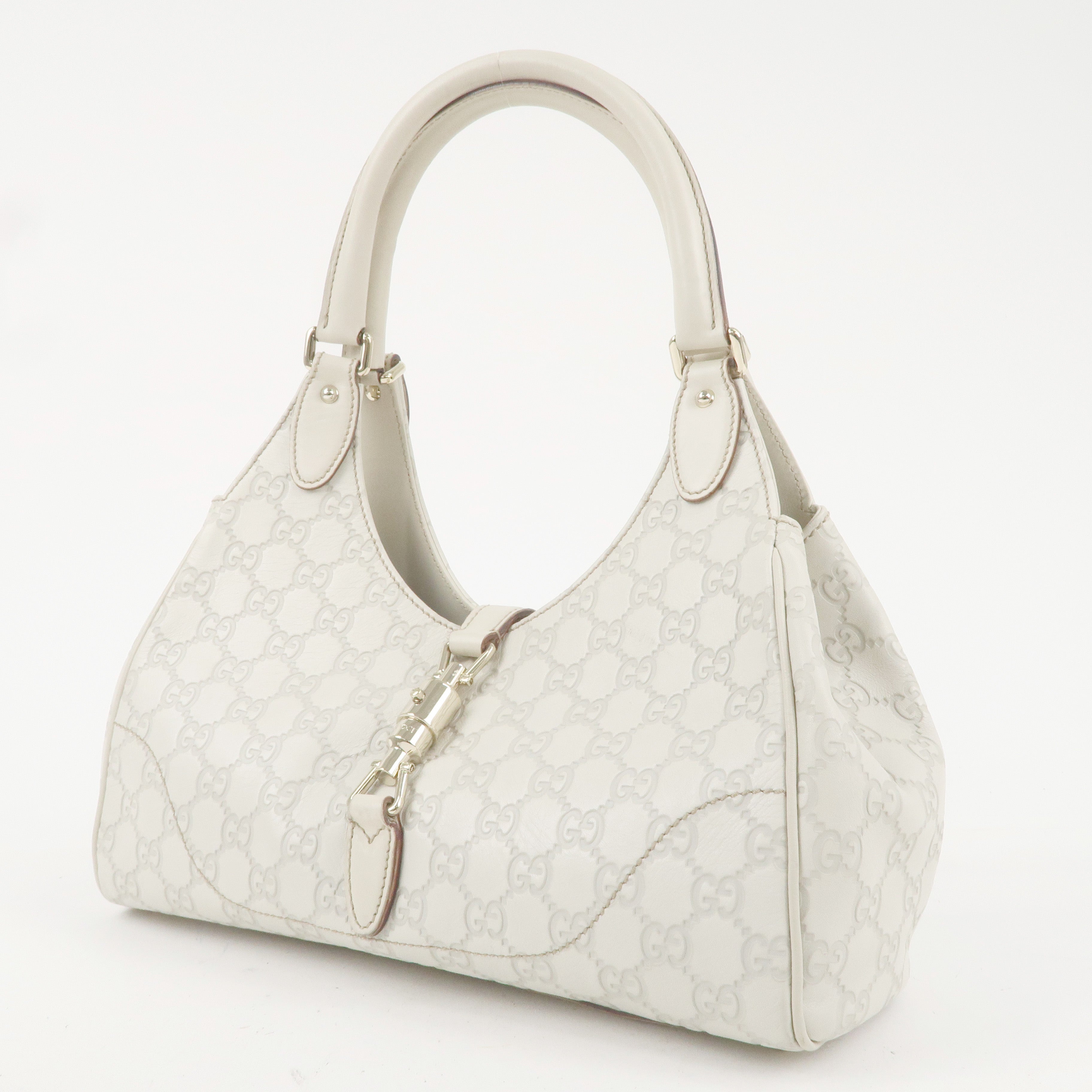 GUCCI New Jackie Guccissima Leather Shoulder Bag Ivory 145819