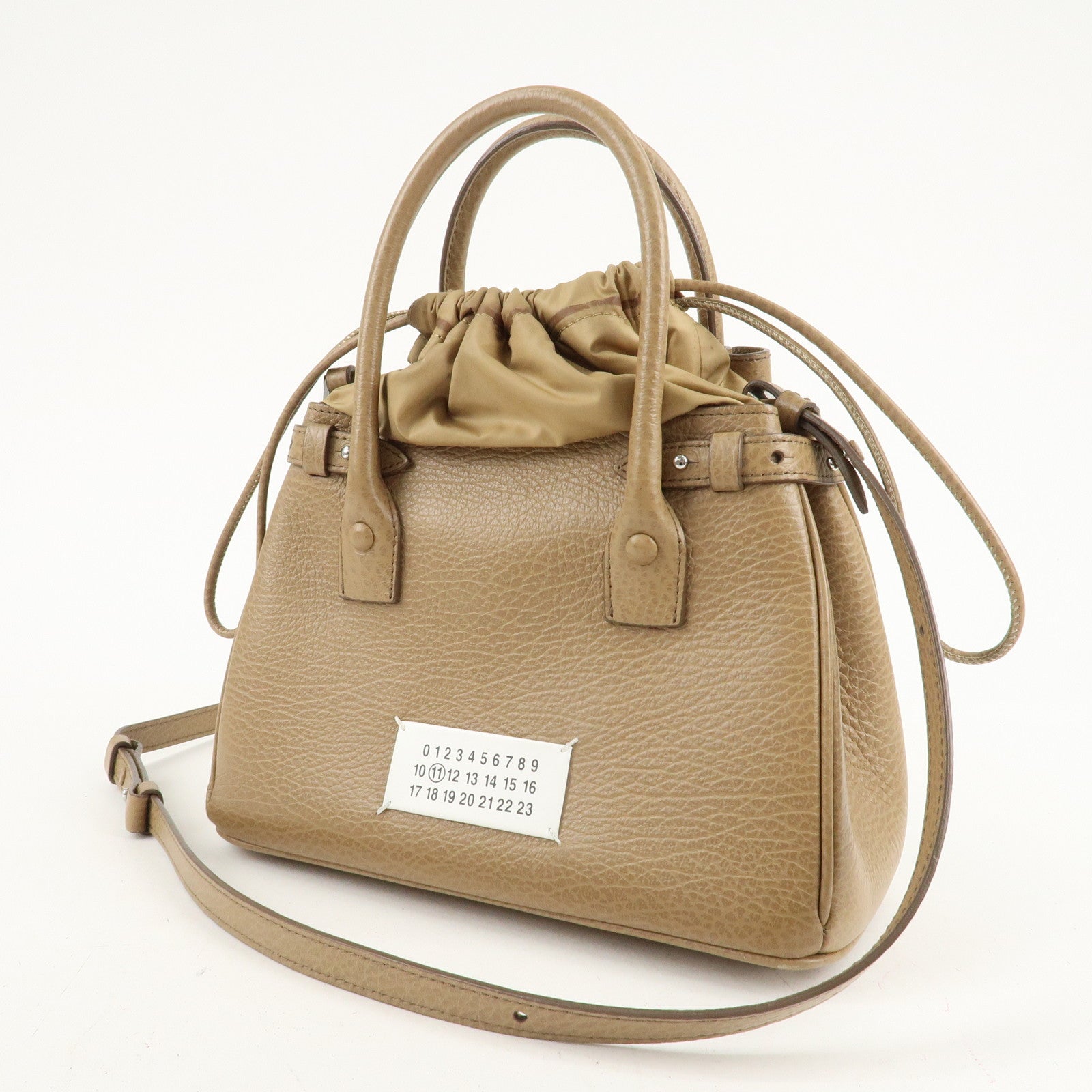 Maison Margiela Leather Drawstring 2Way Bag Hand Bag Beige Used