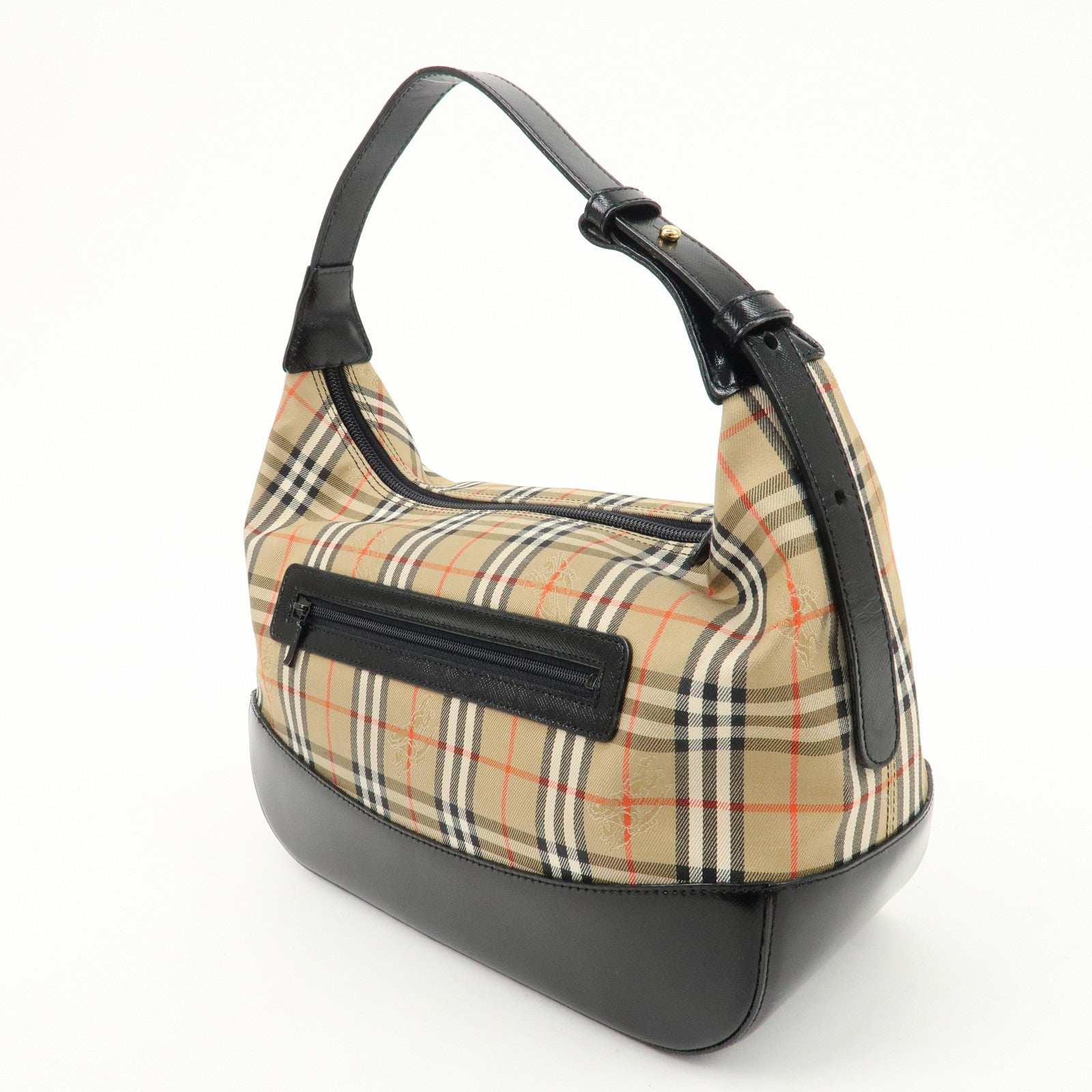 BURBERRY Burberrys Nova Plaid Canvas Leather Shoulder Bag