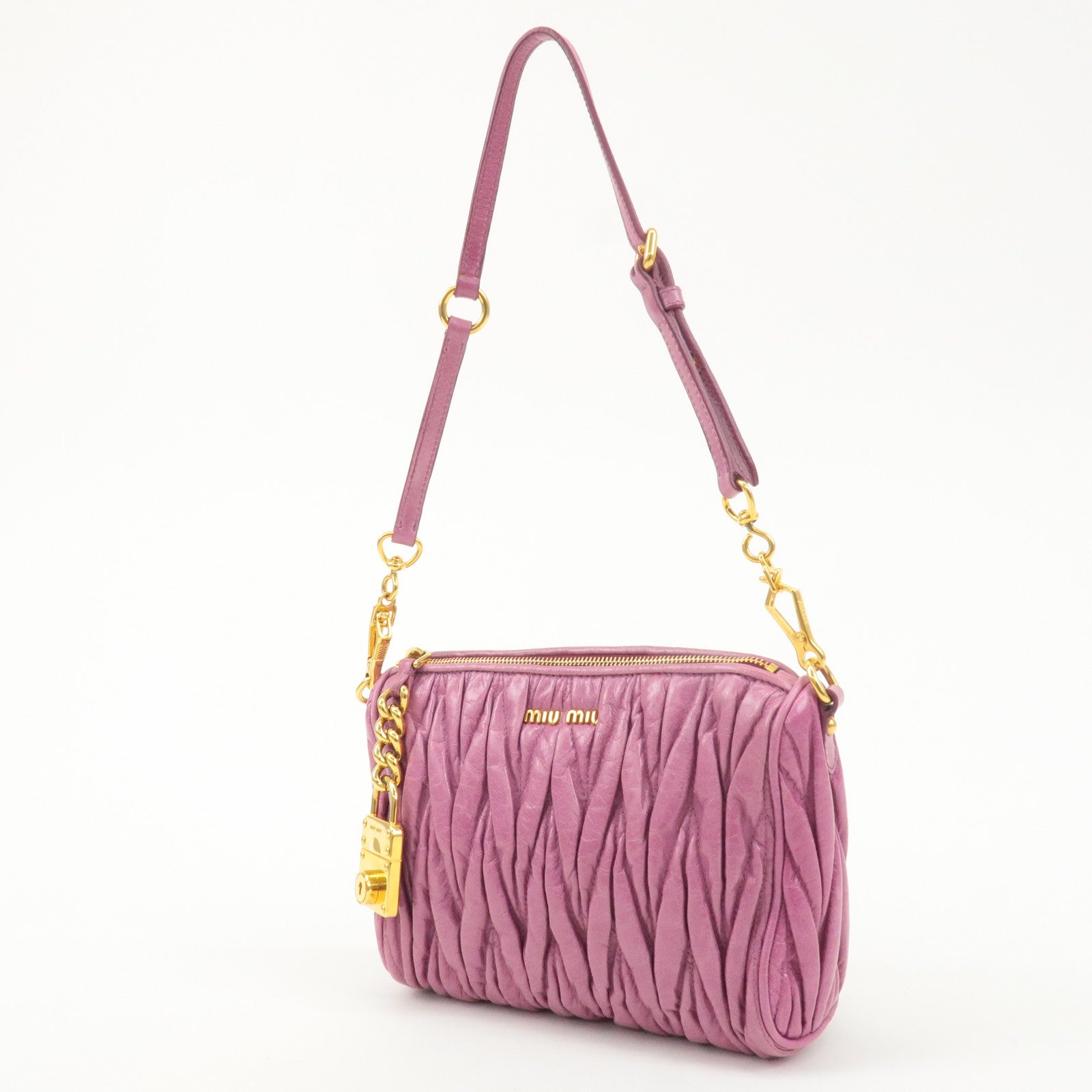 MIU MIU Matelasse Leather Shoulder Bag Pink