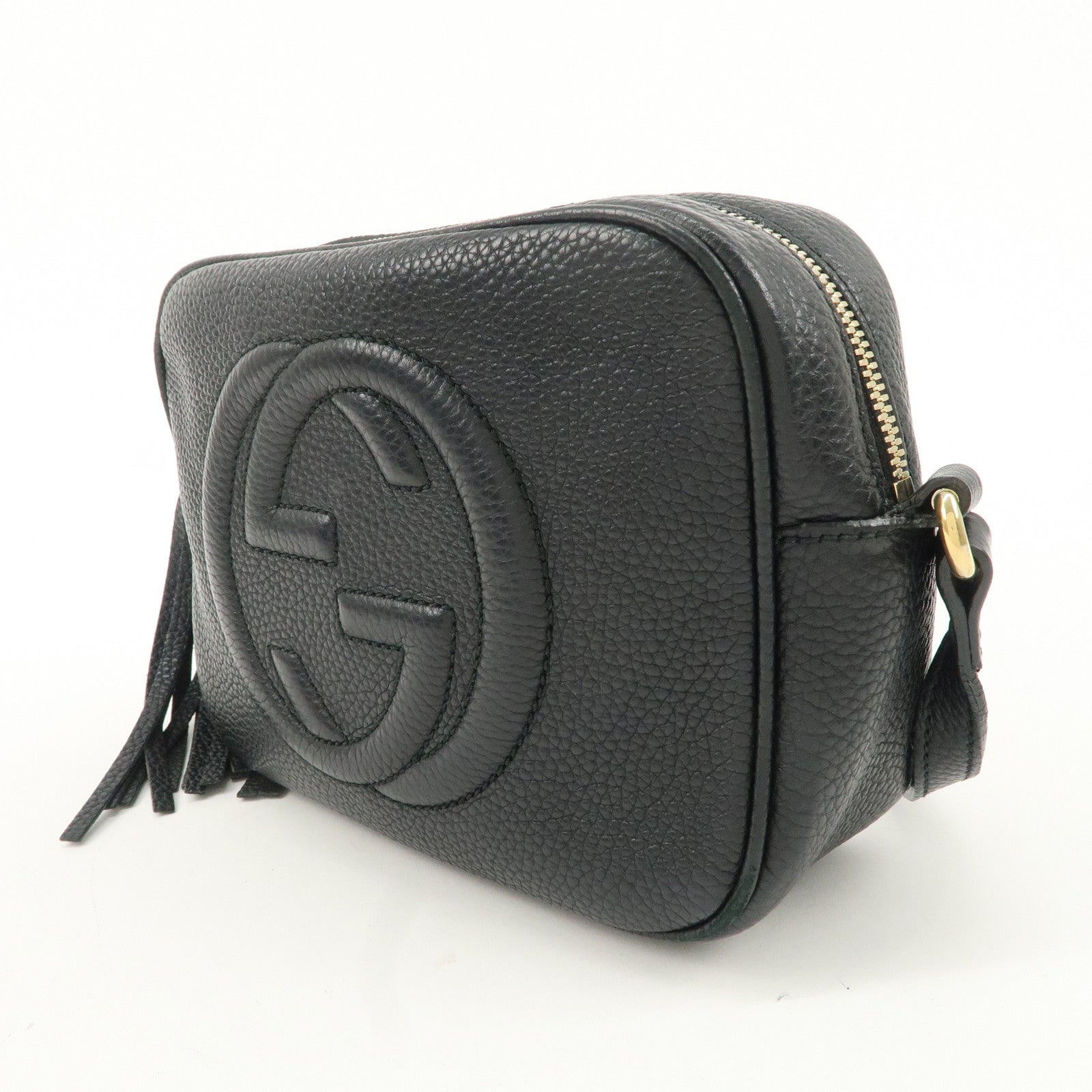 GUCCI SOHO Leather Small Disco Shoulder Bag Black 308364