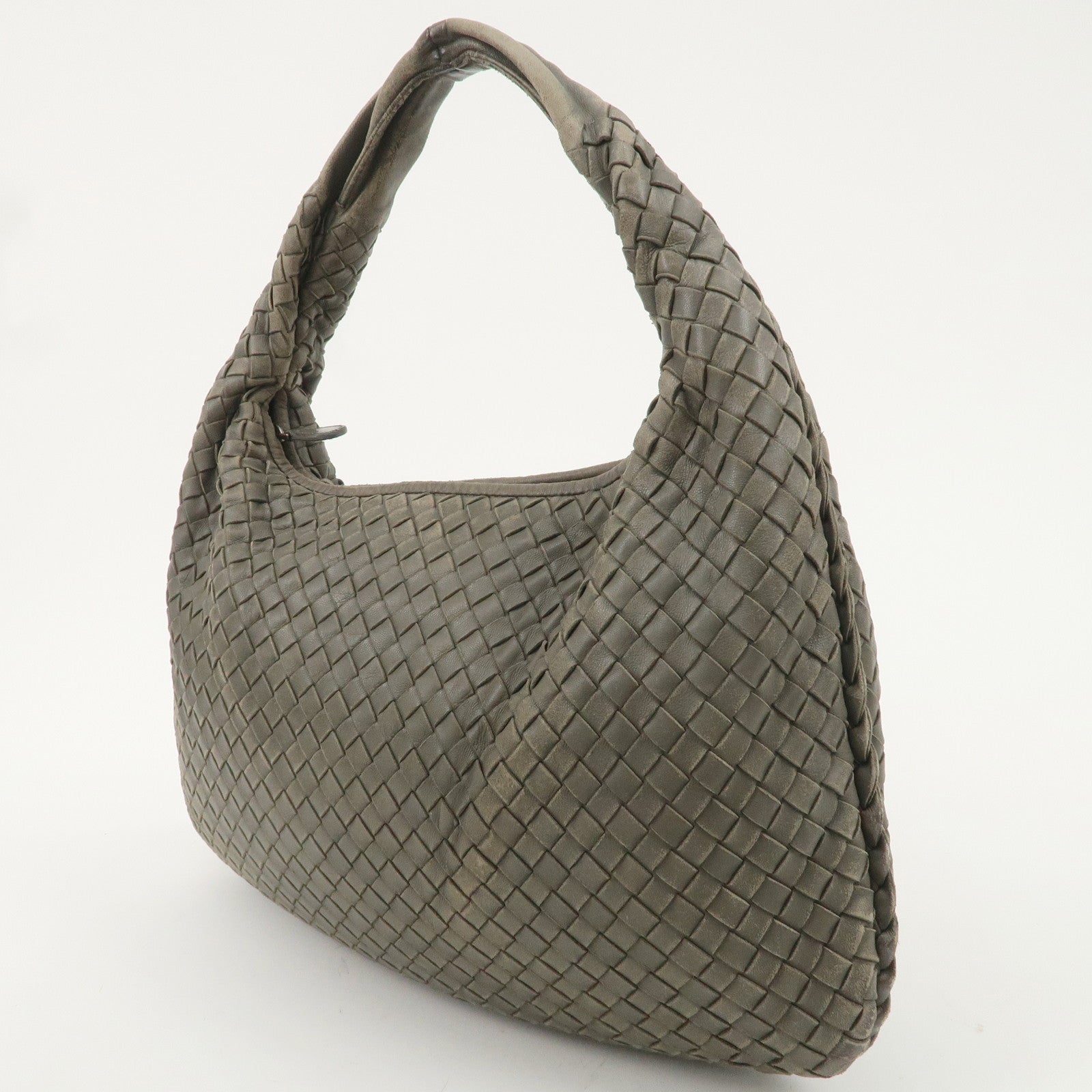 BOTTEGA VENETA Intrecciato Hobo Leather Shoulder Bag Moss Green 115653