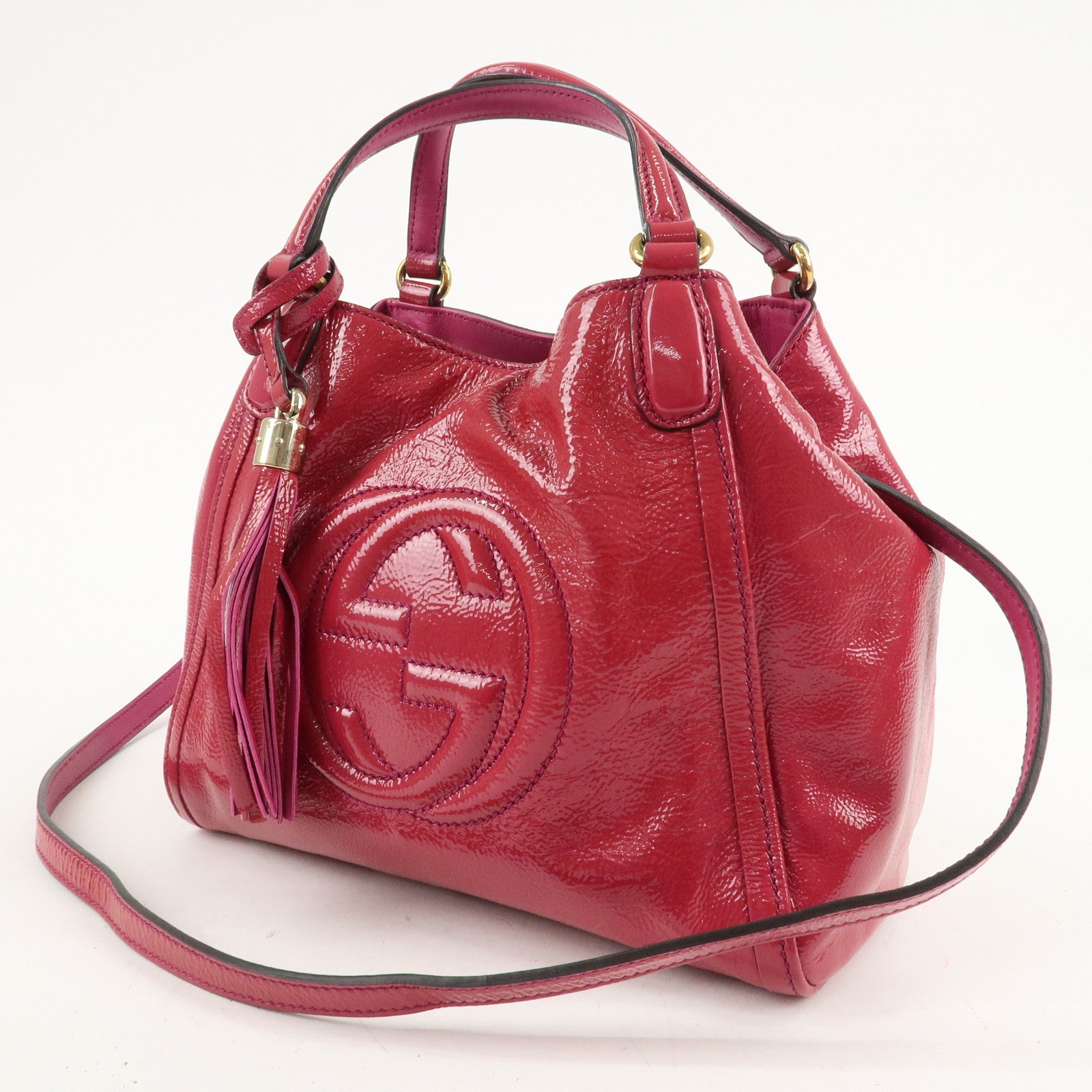 GUCCI SOHO Patent Leather 2Way Bag Shoulder Bag Pink 336751 Used