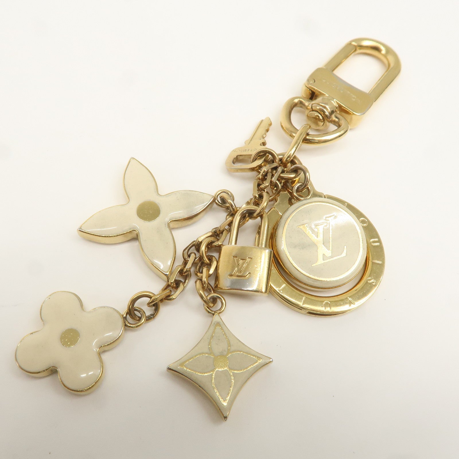 Louis Vuitton Porte Cles Pampille Bag Charm Gold Ivory M91927