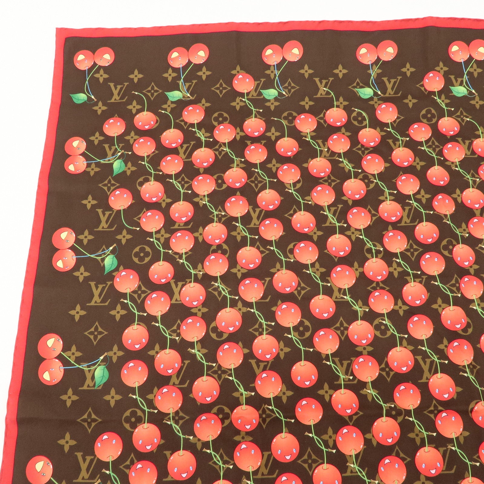 Louis Vuitton Monogram Cherry Silk 100% Scarf M71962 Used