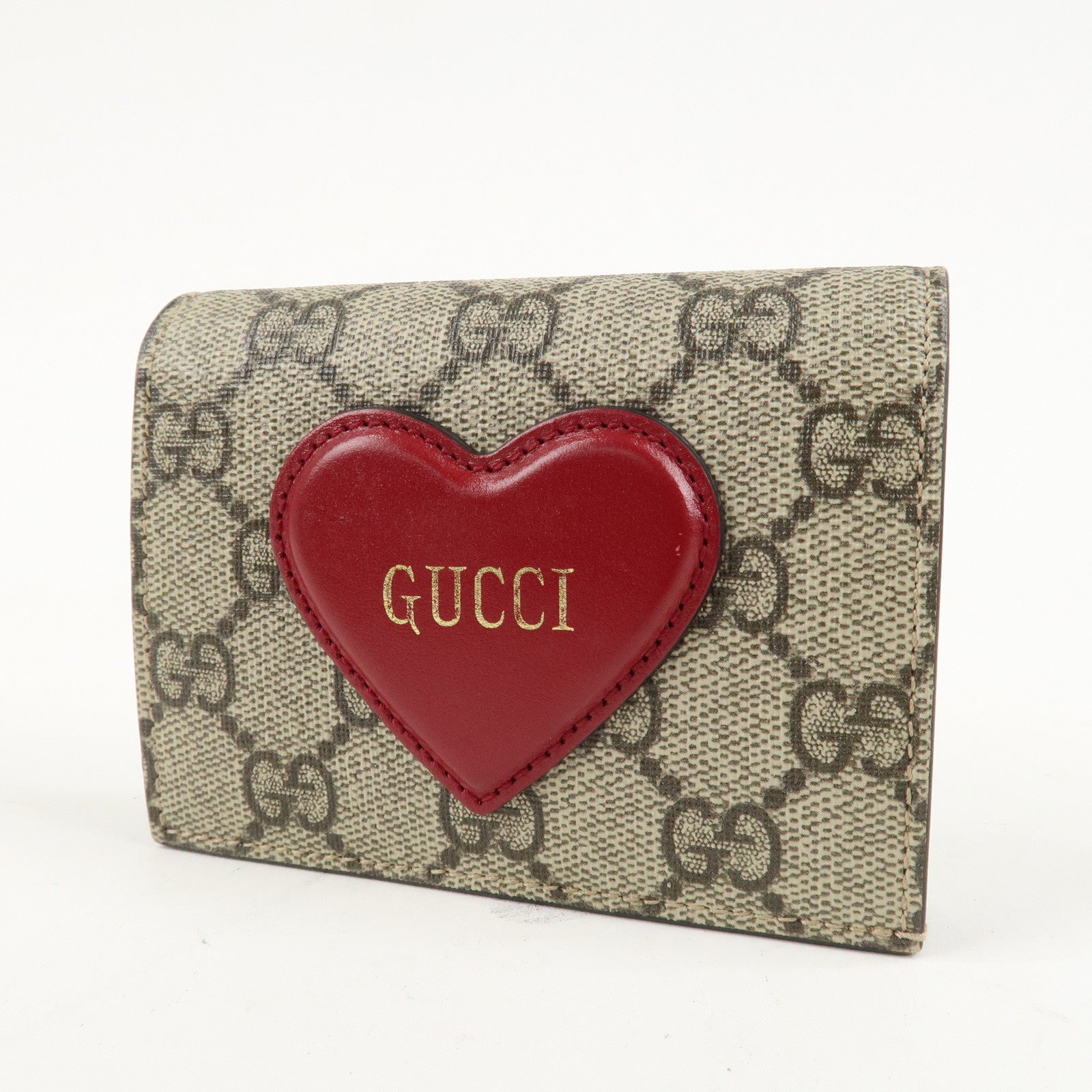 GUCCI GG Supreme Leather Heart Motif Bi-fold Wallet 648848