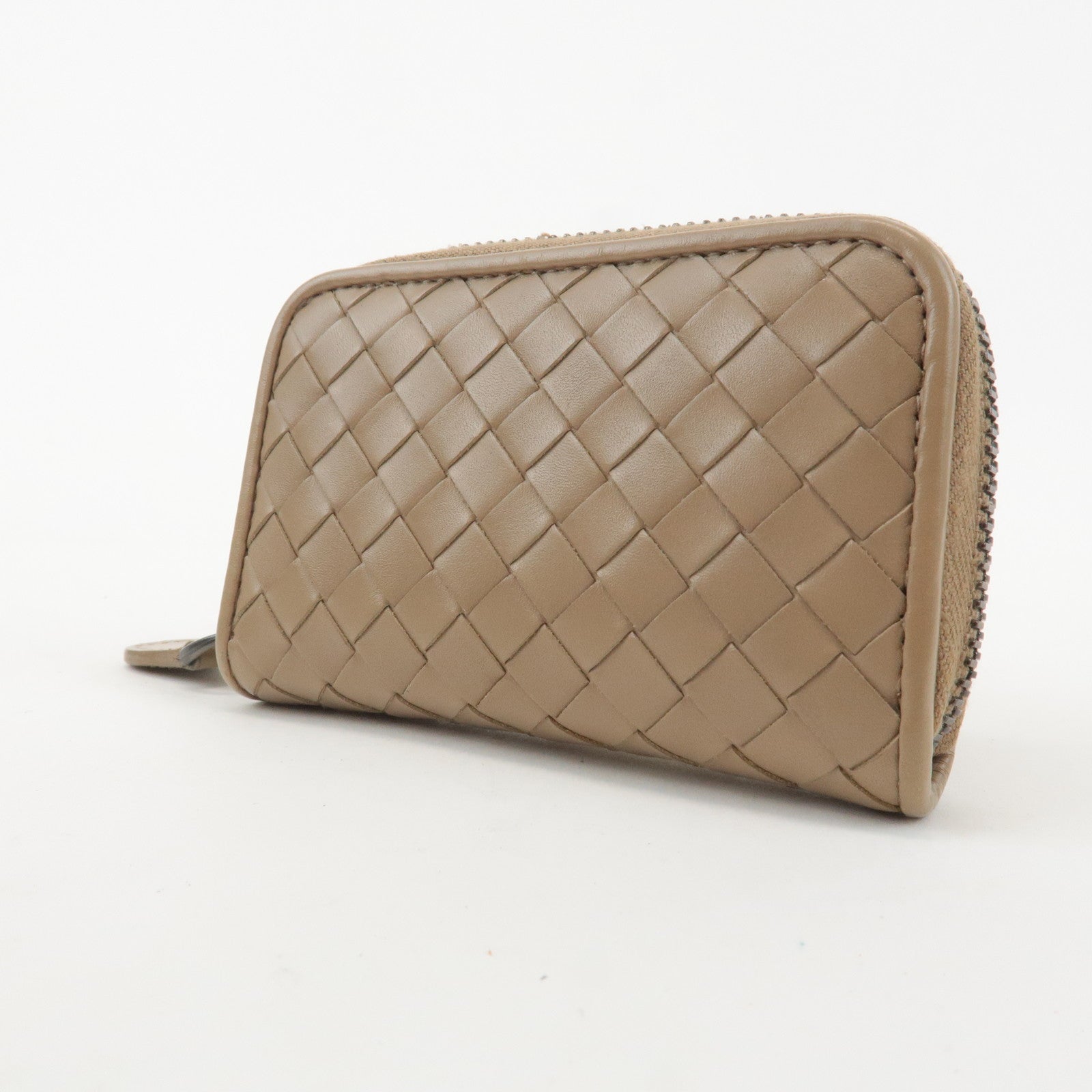 BOTTEGA VENETA Intrecciato Leather Zippy Coin Case Beige 114075