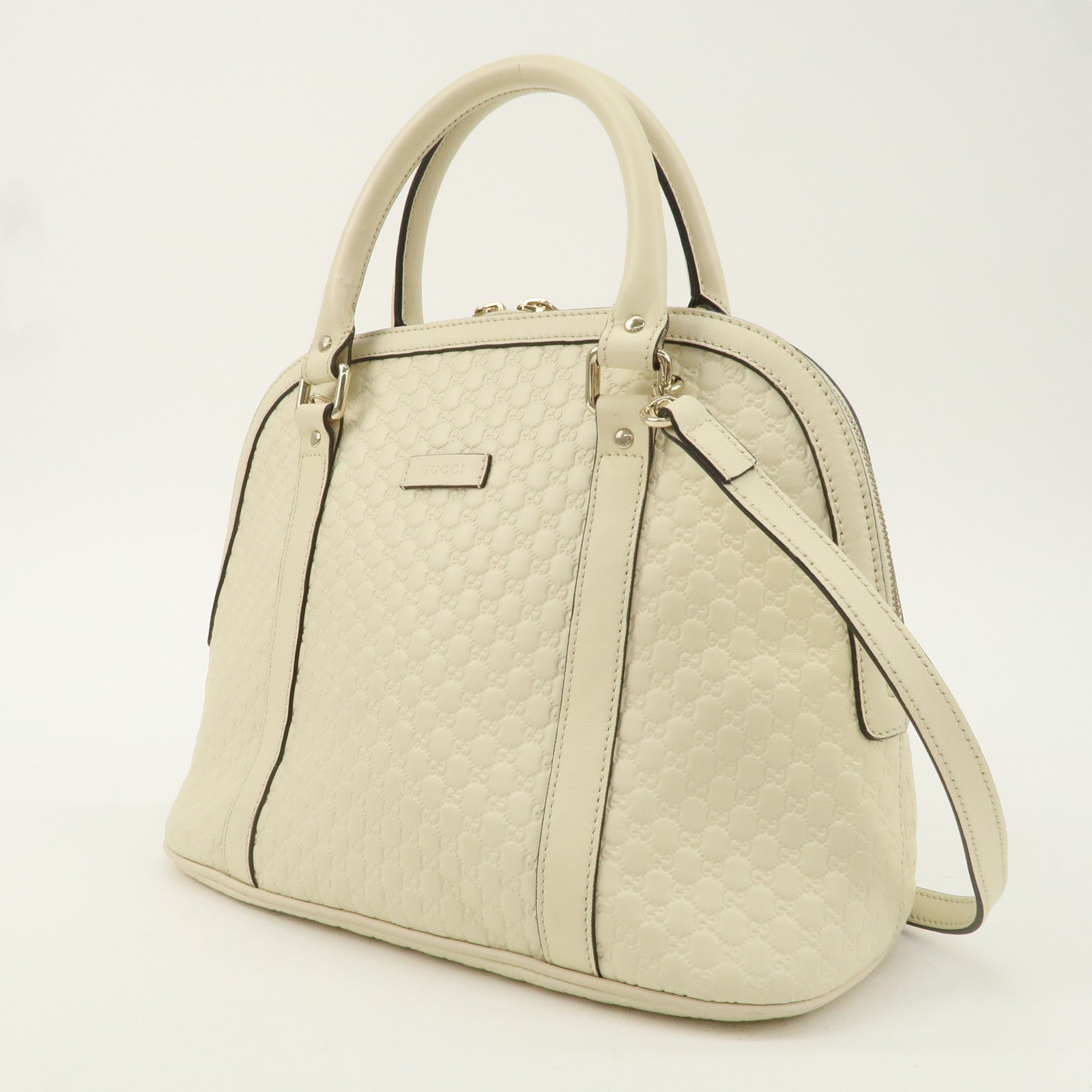 GUCCI Micro Guccissima Leather 2Way Bag Hand Bag Ivory 449663