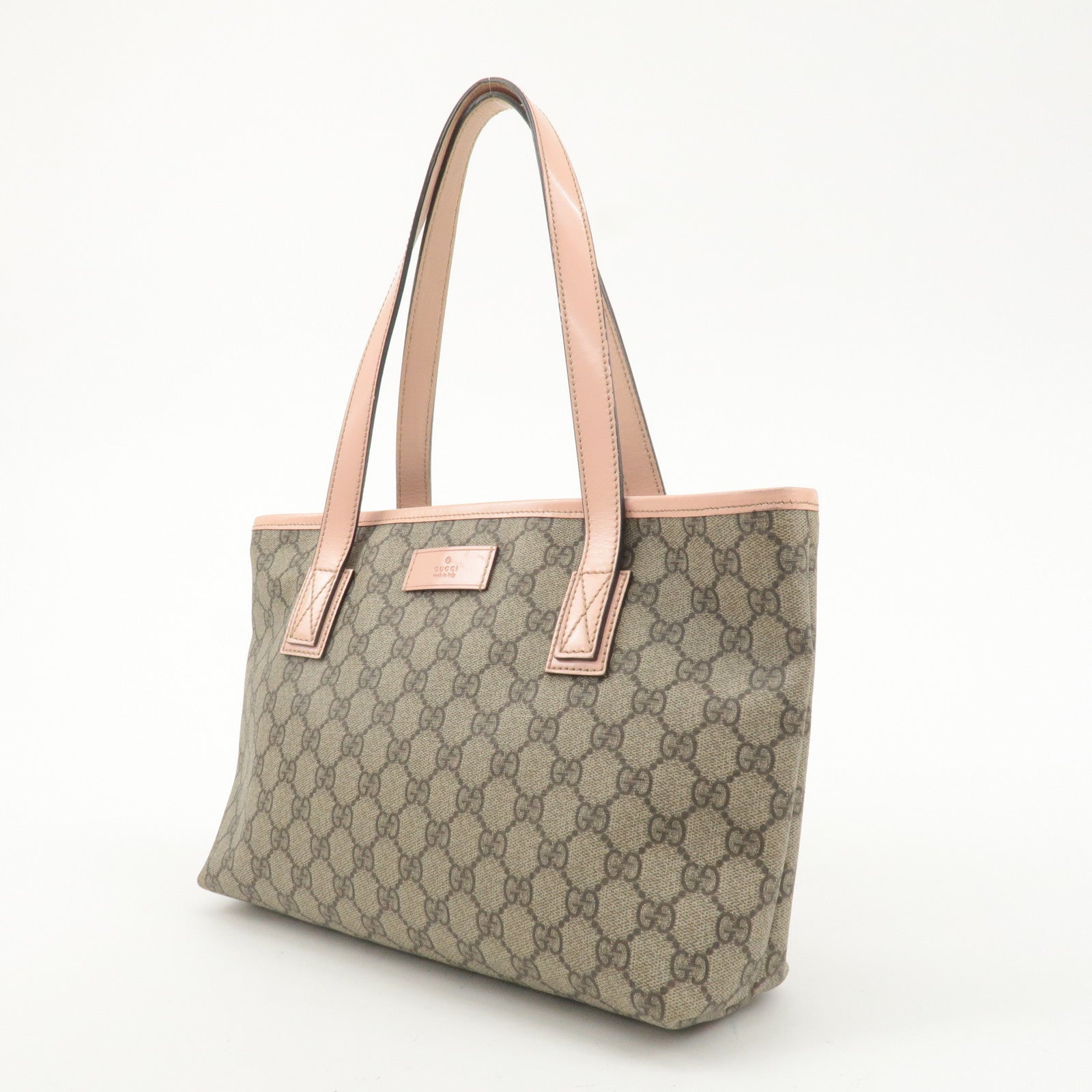 GUCCI GG Supreme Leather Tote Bag Beige Pink 21138