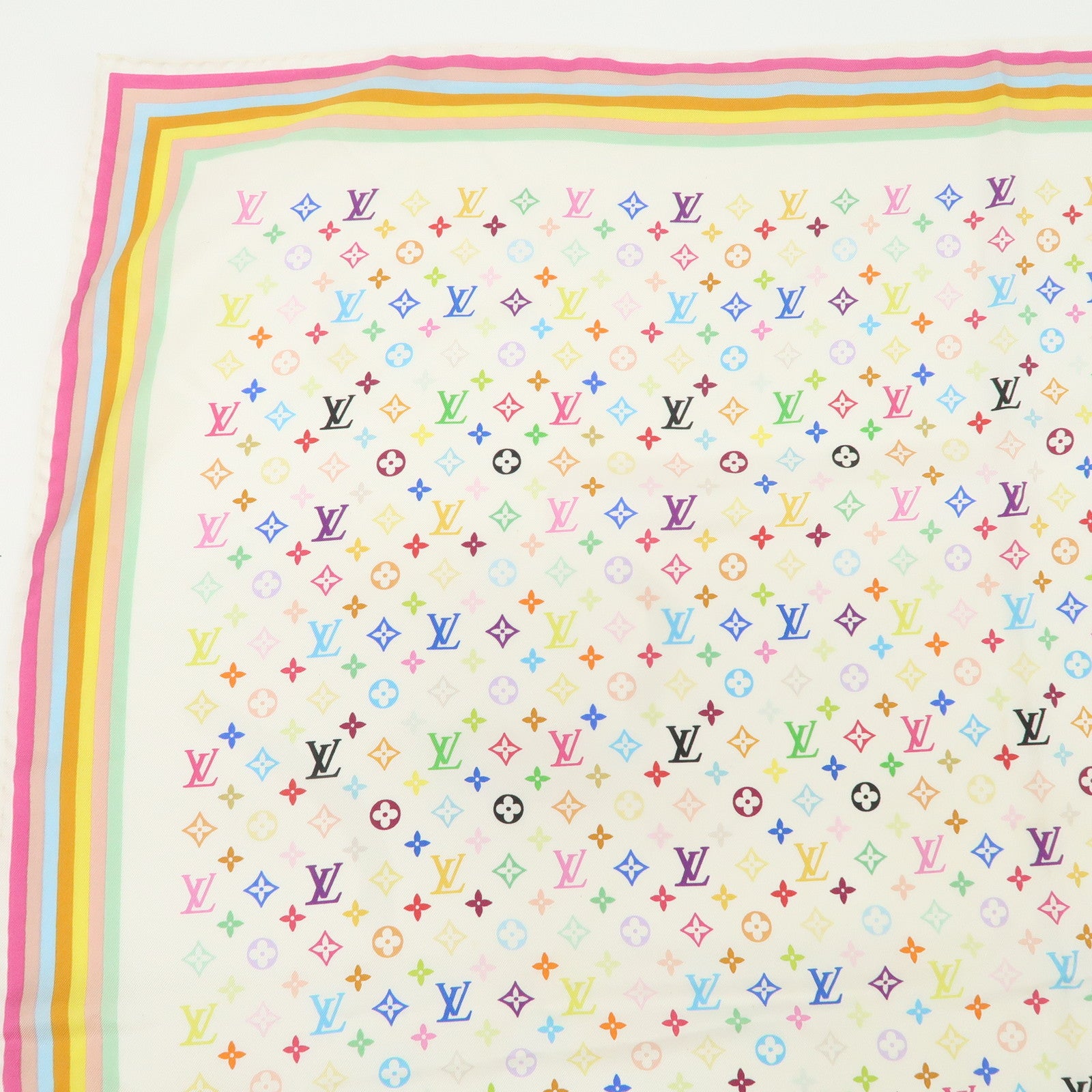 Louis Vuitton Monogram Multicolor Silk Scarf Blanc M71915 Used