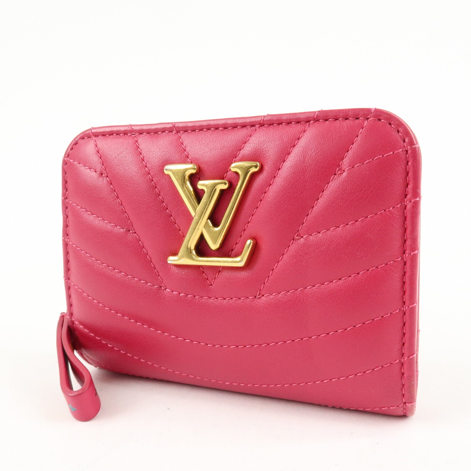 Louis Vuitton New Wave Leather Bi-Fold Compact Wallet Freesia Pink