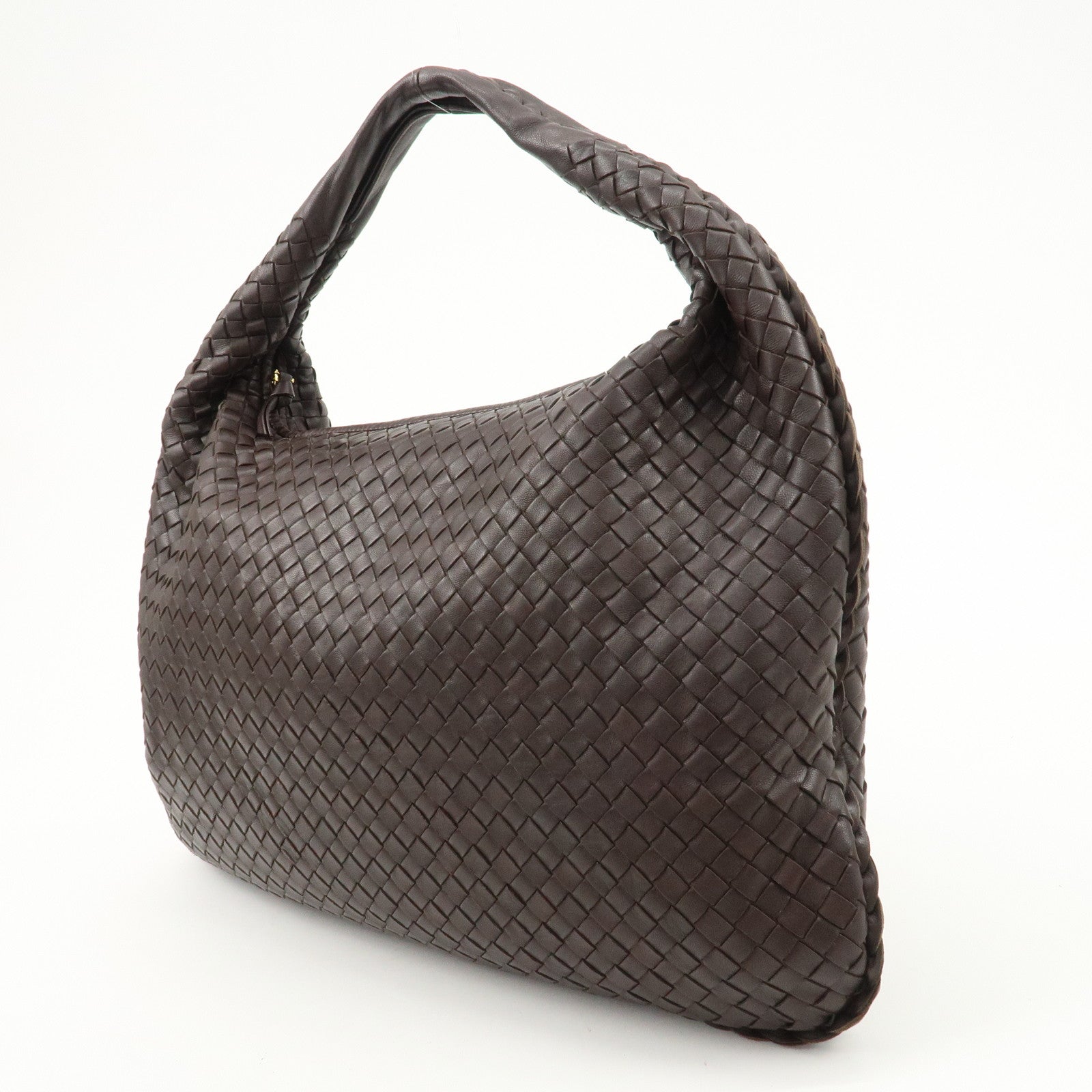 BOTTEGA VENETA Hobo Intrecciato Leather Shoulder Bag Brown 115654