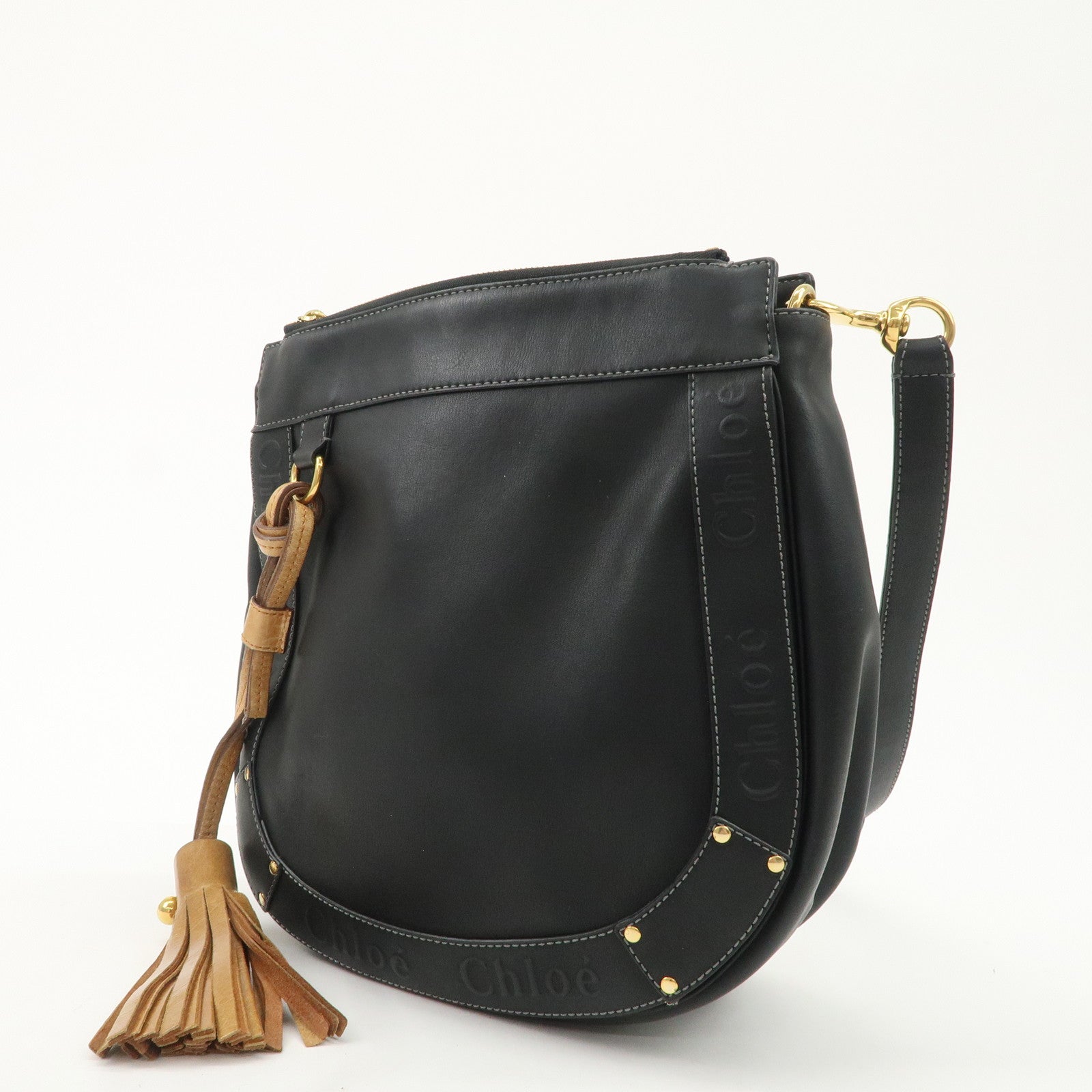 Chloe Leather Eden Tassel Shoulder Bag Black 01-11-62