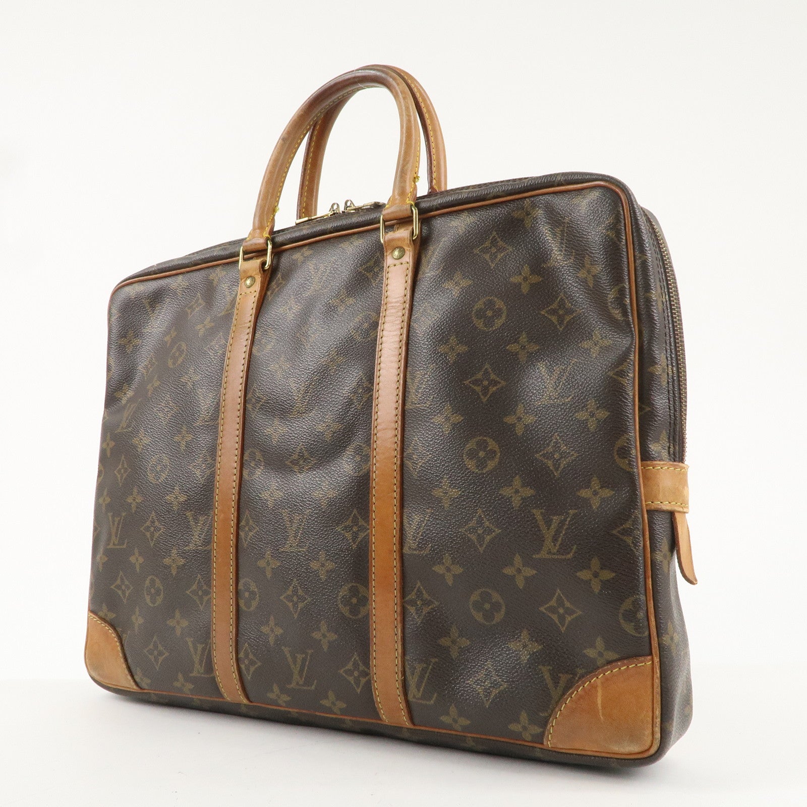 Louis Vuitton Monogram Porte Documents Voyage Bag Brown M53361