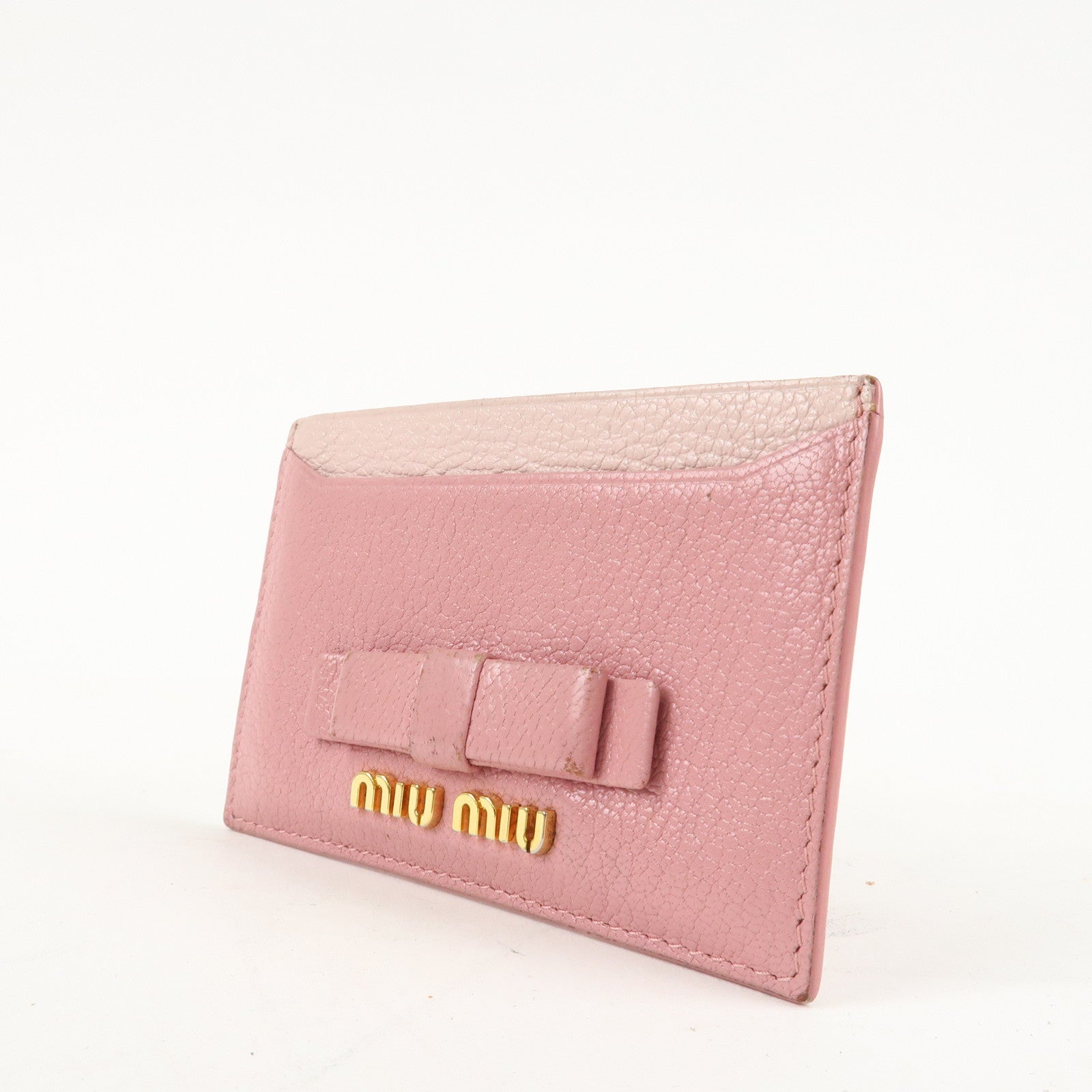 MIU MIU Leather Ribbon Card Case Pink