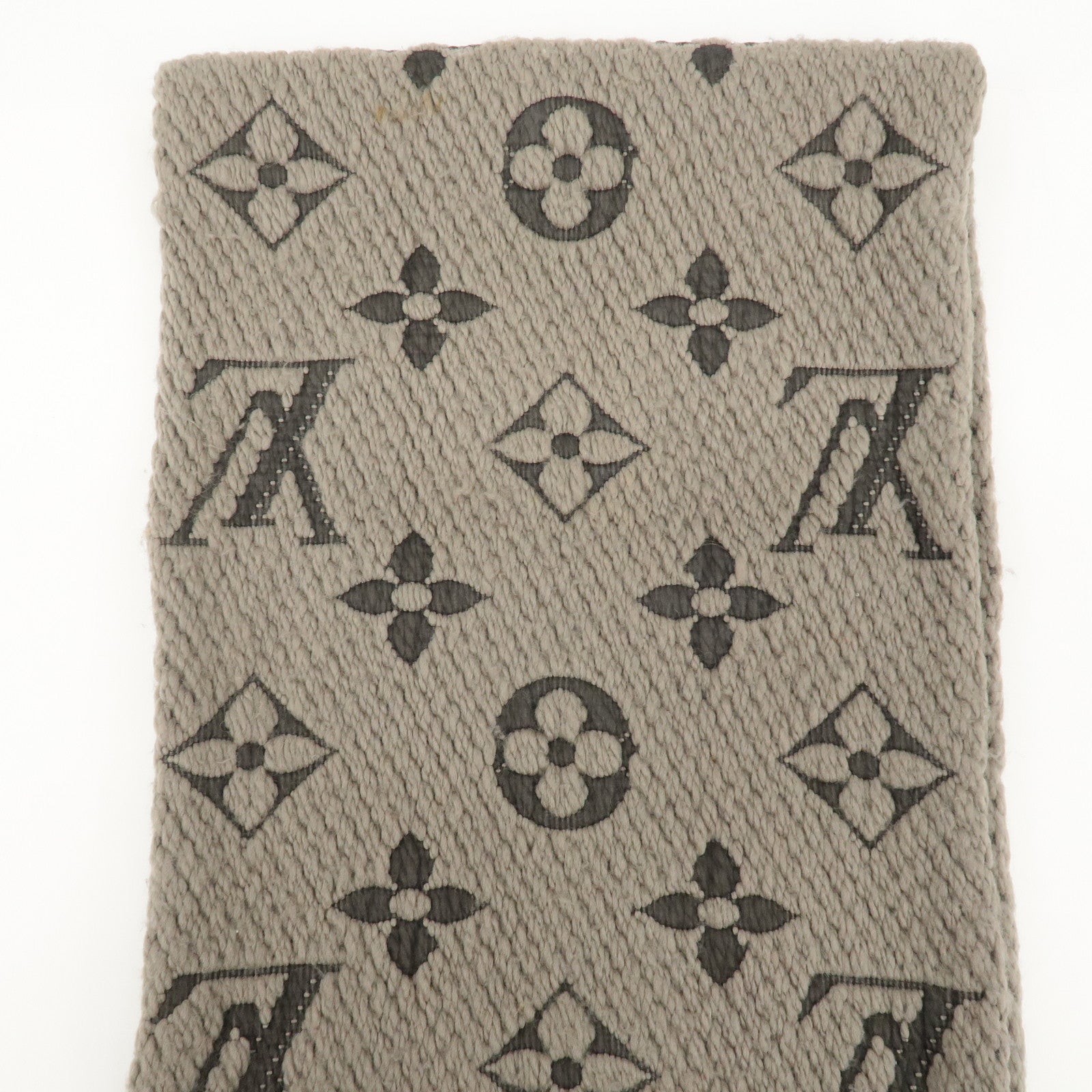 Louis Vuitton Escharpe Logo Mania Cashmere Scarf Gray 413287 Used