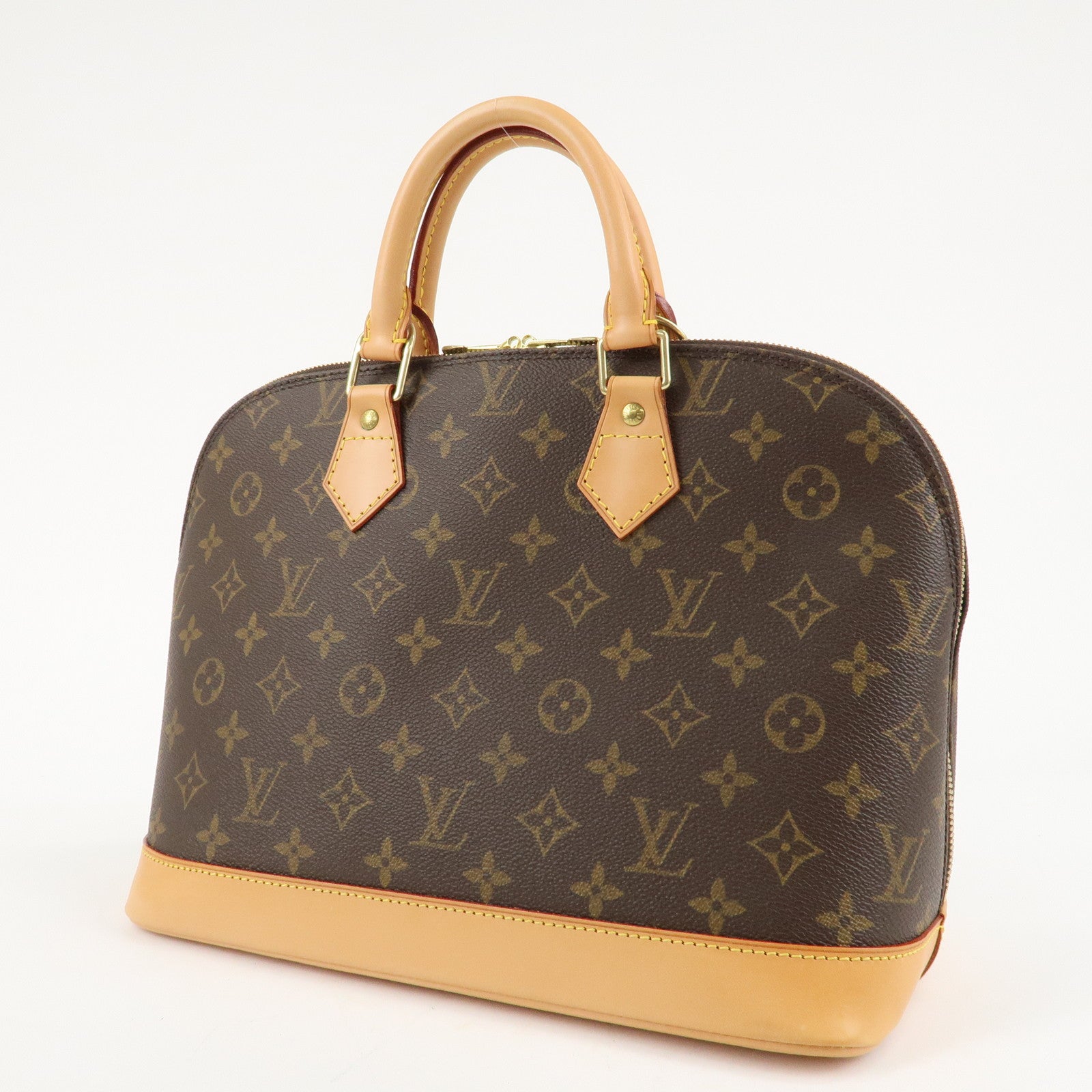 Louis Vuitton Monogram Alma Hand Bag Brown Gold Hardware M51130