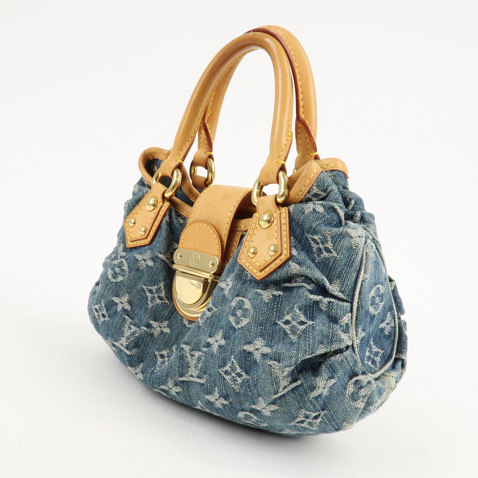 Louis Vuitton Monogram Denim Pleaty Hand Bag Blue M95020