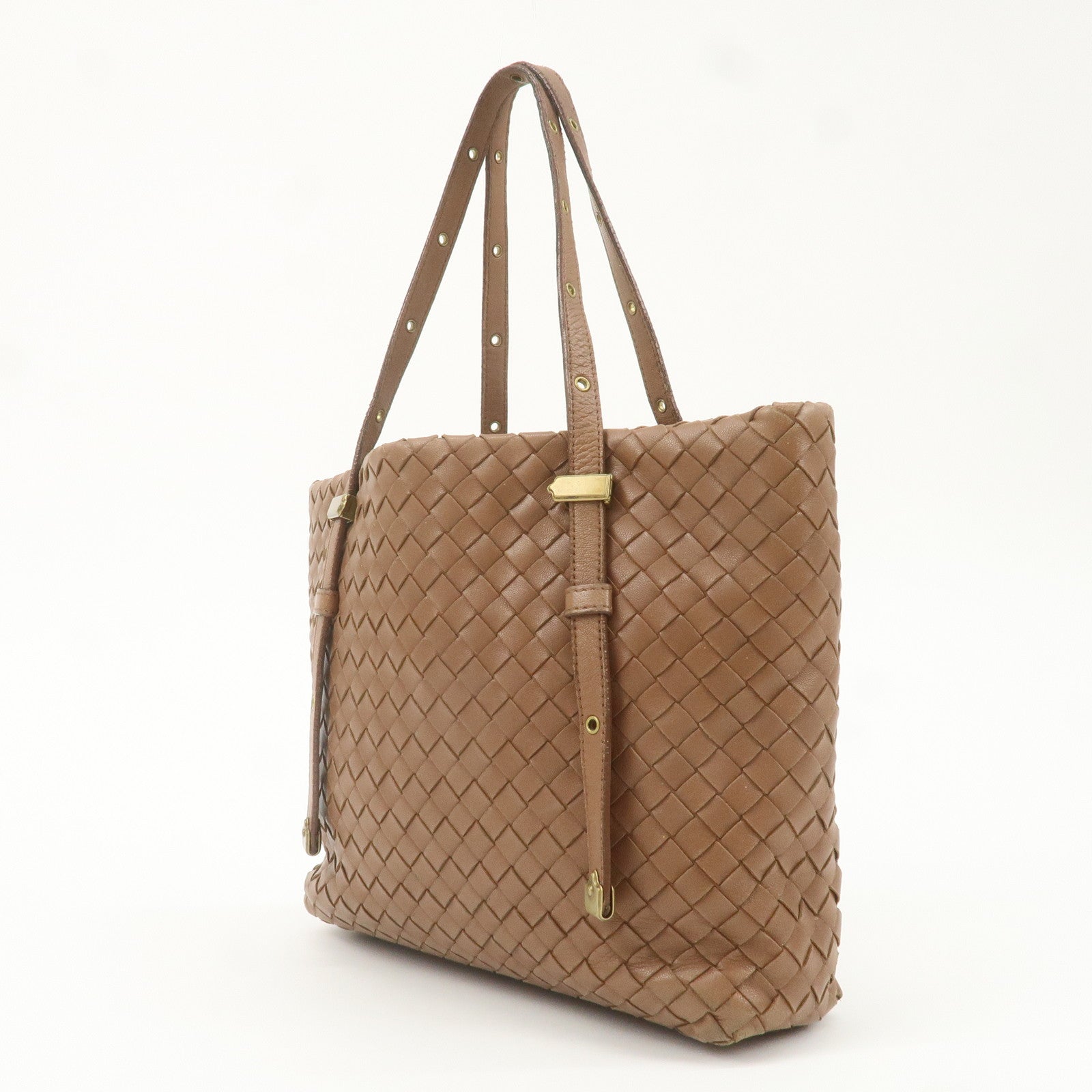 BOTTEGA VENETA Intrecciato Leather Tote Bag Brown 162937