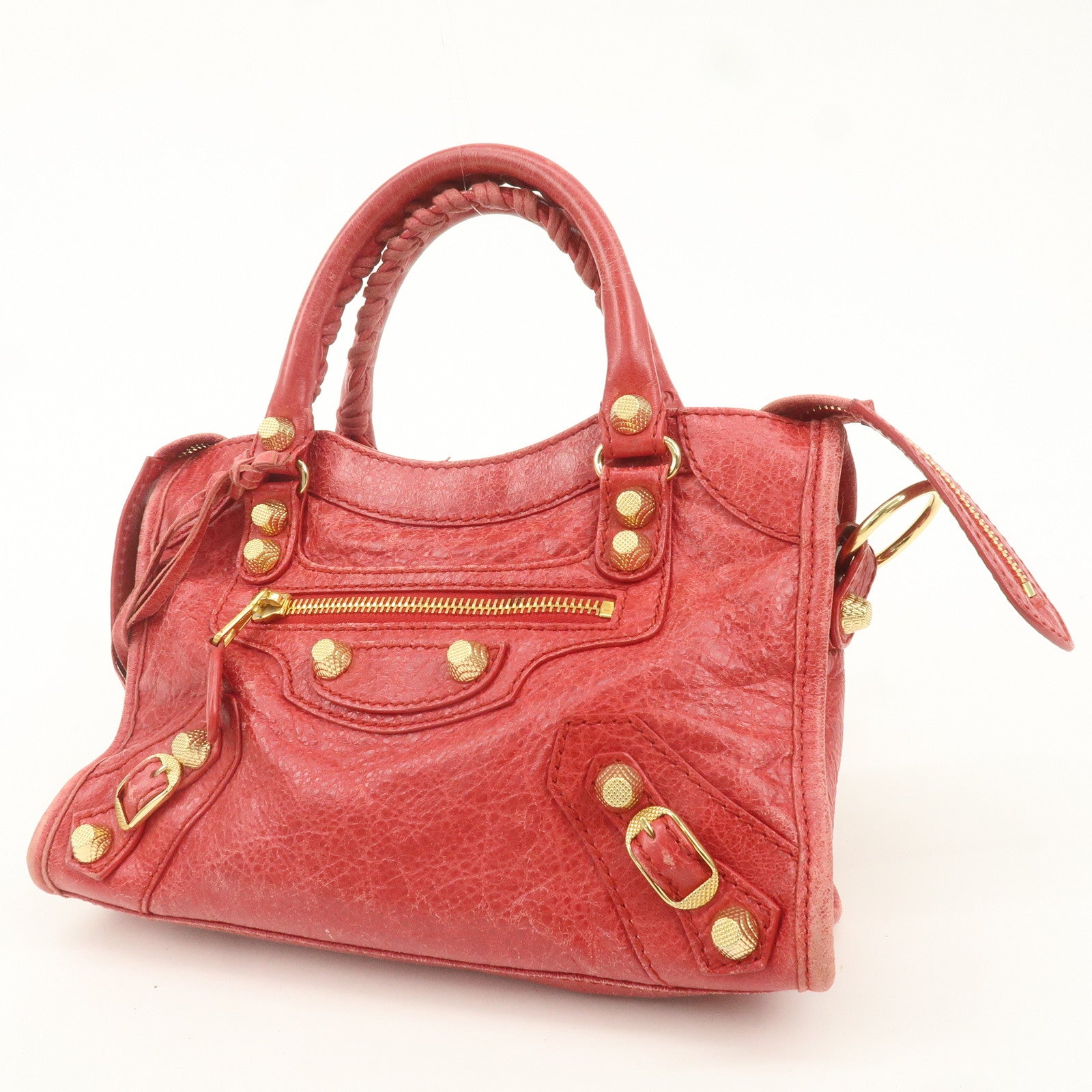 BALENCIAGA Giant Mini City Leather 2Way Shoulder Bag Red 309544