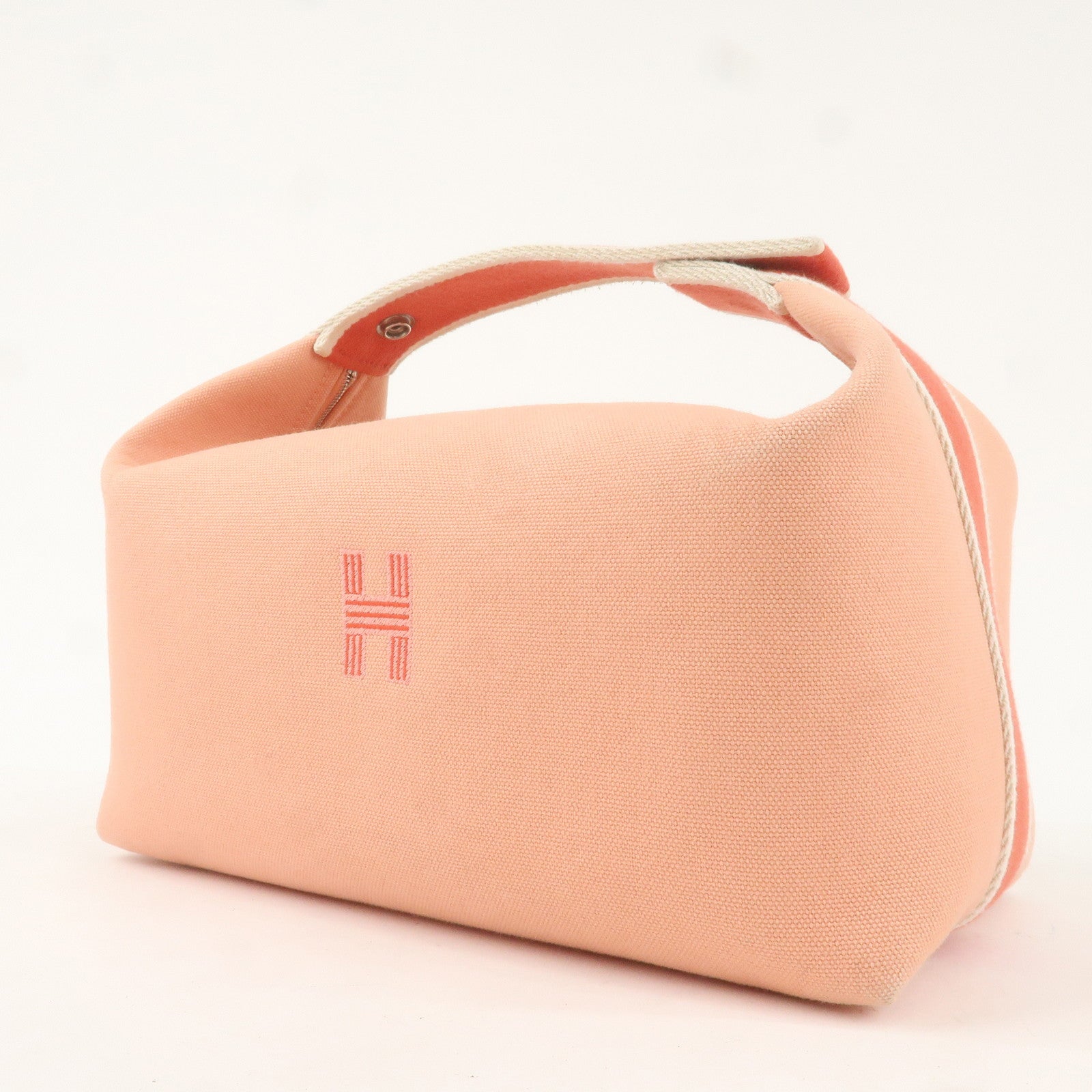 HERMES Canvas Leather Bridal Black GM Hand Bag Guava