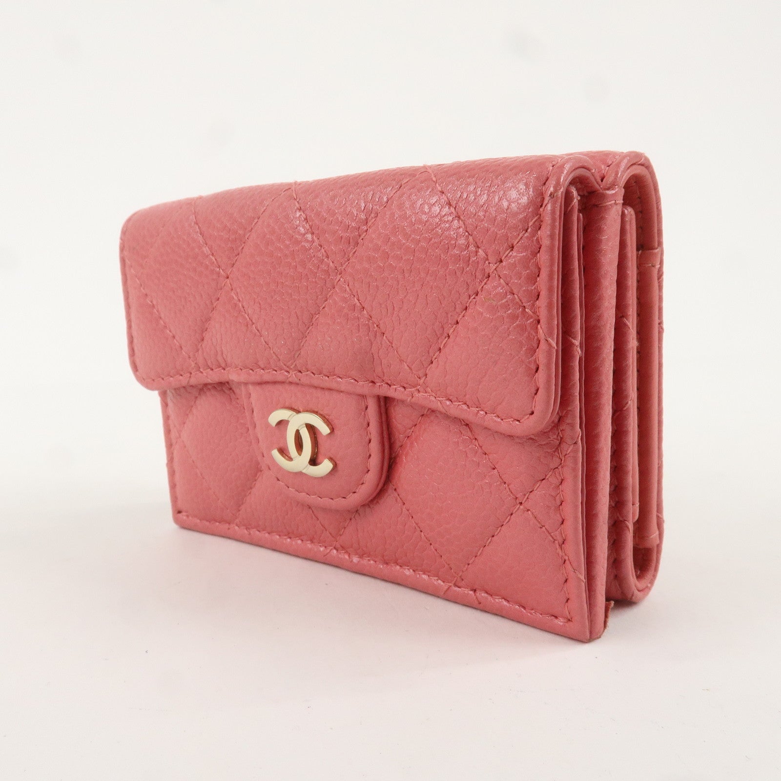 CHANEL Matelasse Cavier Skin Tri-fold Classic Small Wallet AP0230