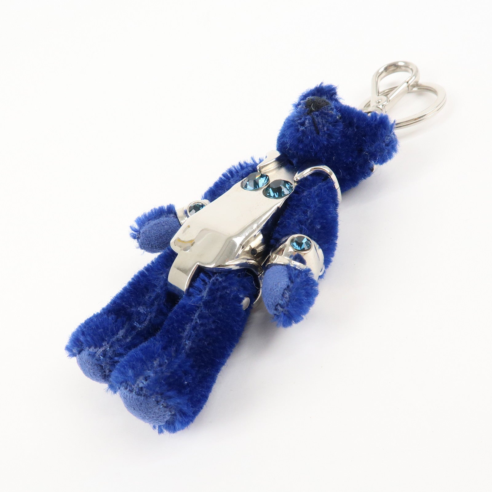 PRADA Metal Bear Key Holder Key Chain Key Charm Blue Silver