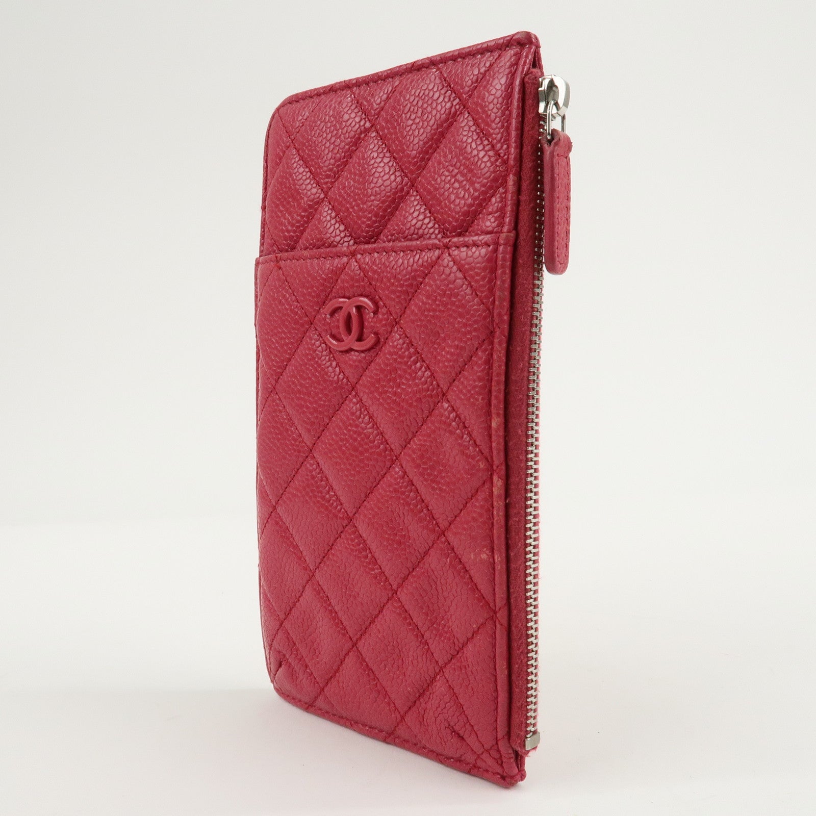 CHANEL Matelasse Caviar Skin Phone 
Card Case Pink AP0225 Used