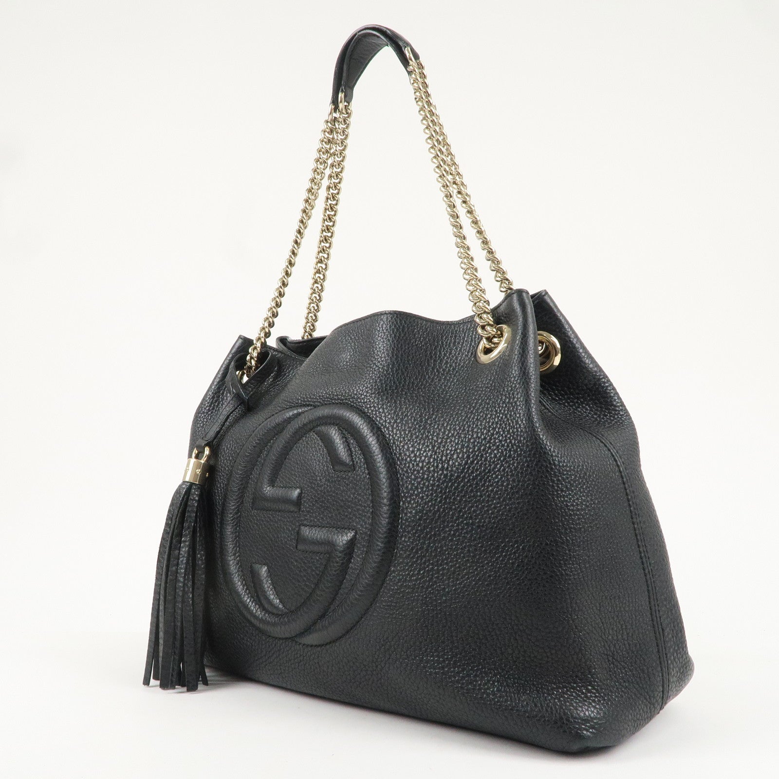 GUCCI Soho Leather Chain Shoulder Bag Black 308982