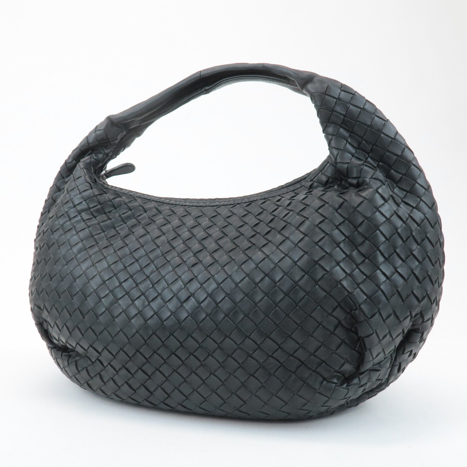 BOTTEGA VENETA Intrecciato Leather Shoulder Bag Black 232499