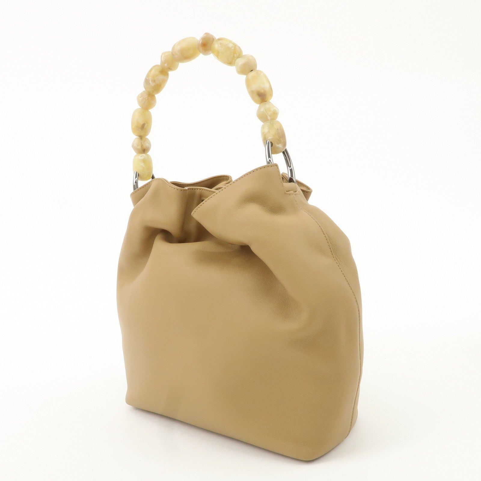 Christian Dior Maris Pearl Leather Hand Bag Beige